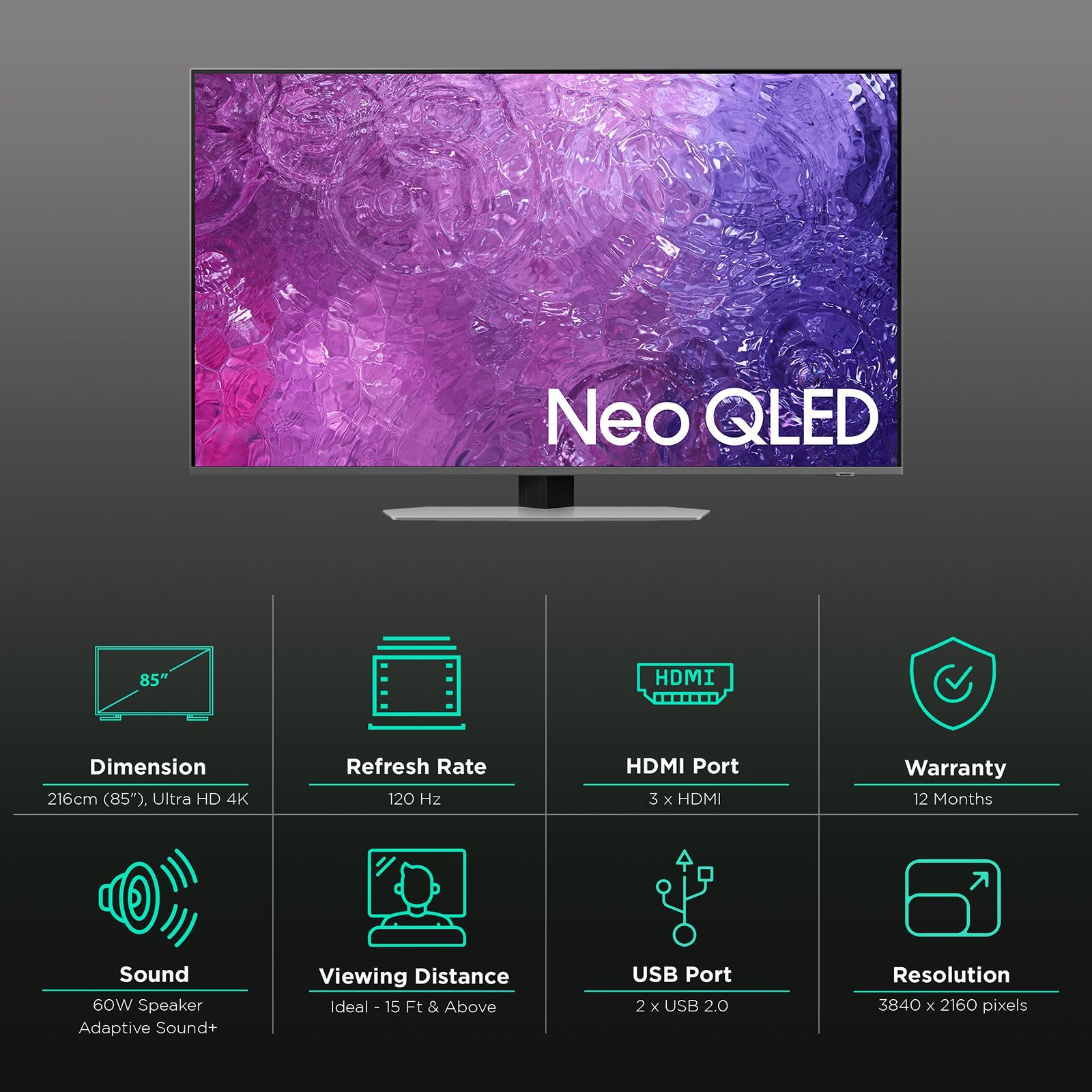 SAMSUNG Series 9 216 cm (85 inch) QLED 4K Ultra HD Tizen TV with Neural Quantum Processor (2023 model)_3