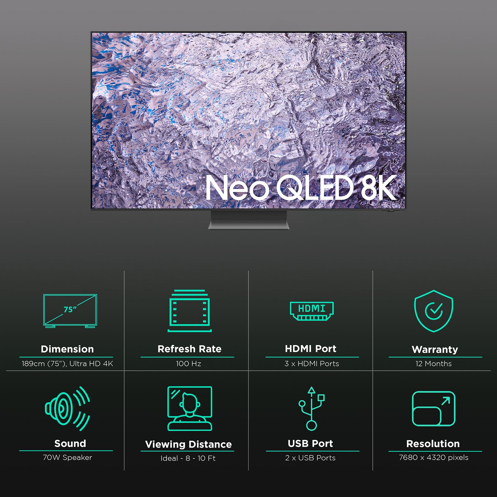 SAMSUNG Series 8 190 cm (75 inch) QLED 8K Ultra HD Tizen TV with Neural Quantum Processor (2023 model) SAMSUNG Series 8 190 cm (75 inch) QLED 8K Ultra HD Tizen TV with Neural Quantum Processor (2023 model)_3