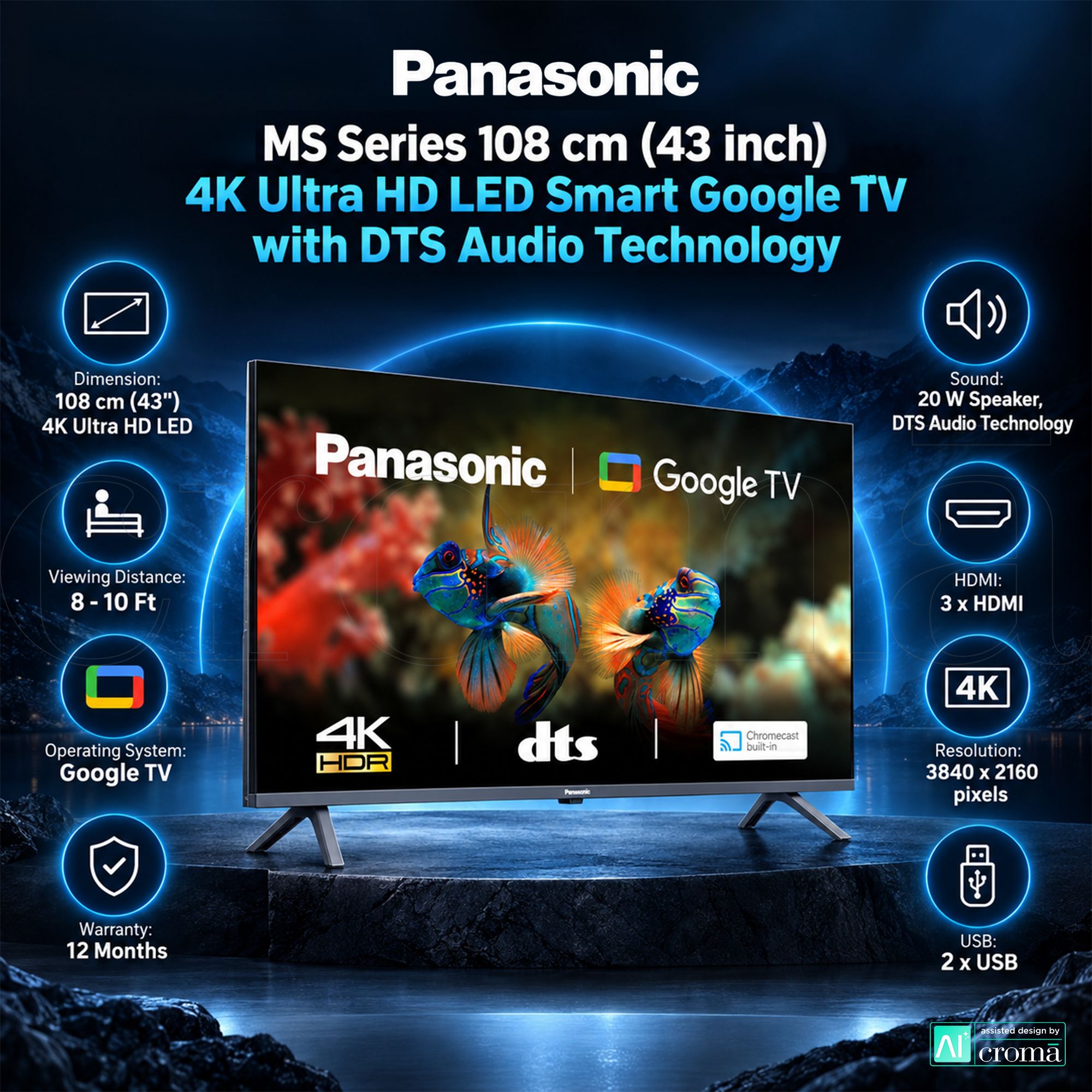 Panasonic MX Series 109 cm (43 inch) 4K Ultra HD LED Google TV with Audio Booster Plus Speaker Panasonic MX Series 109 cm (43 inch) 4K Ultra HD LED Google TV with Audio Booster Plus Speaker_3