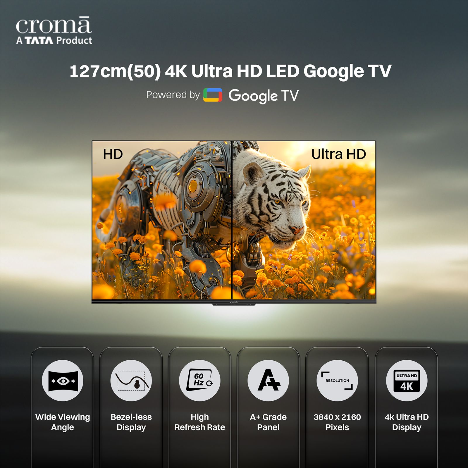 Croma 127 cm (50 inch) 4K Ultra HD LED Google TV with Bezel Less Display Croma 127 cm (50 inch) 4K Ultra HD LED Google TV with Bezel Less Display_9