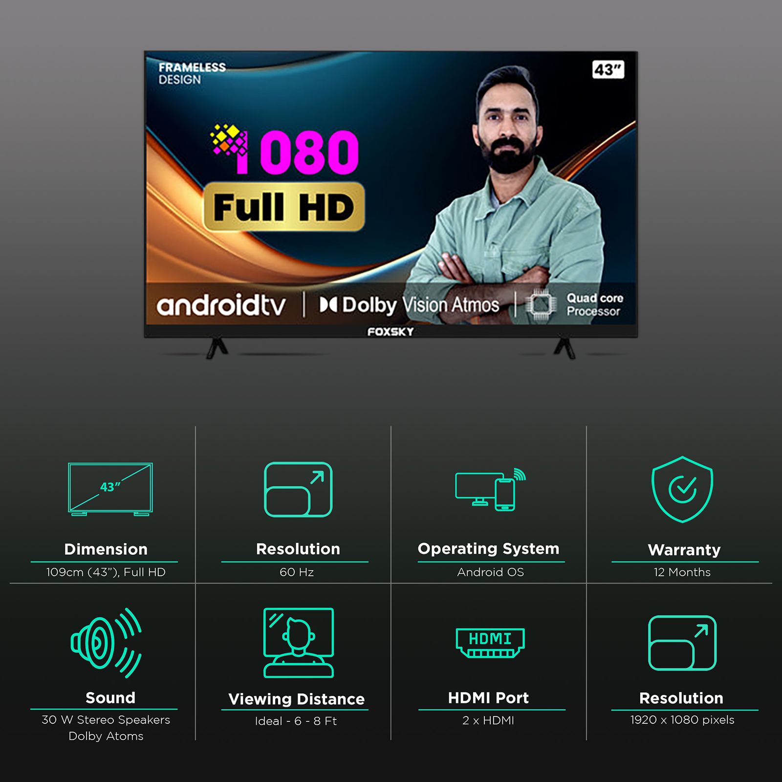 FOXSKY 109 cm (43 inch) Full HD LED Smart Android TV with Ultra Vivid High Contrast Panel FOXSKY 109 cm (43 inch) Full HD LED Smart Android TV with Ultra Vivid High Contrast Panel_3