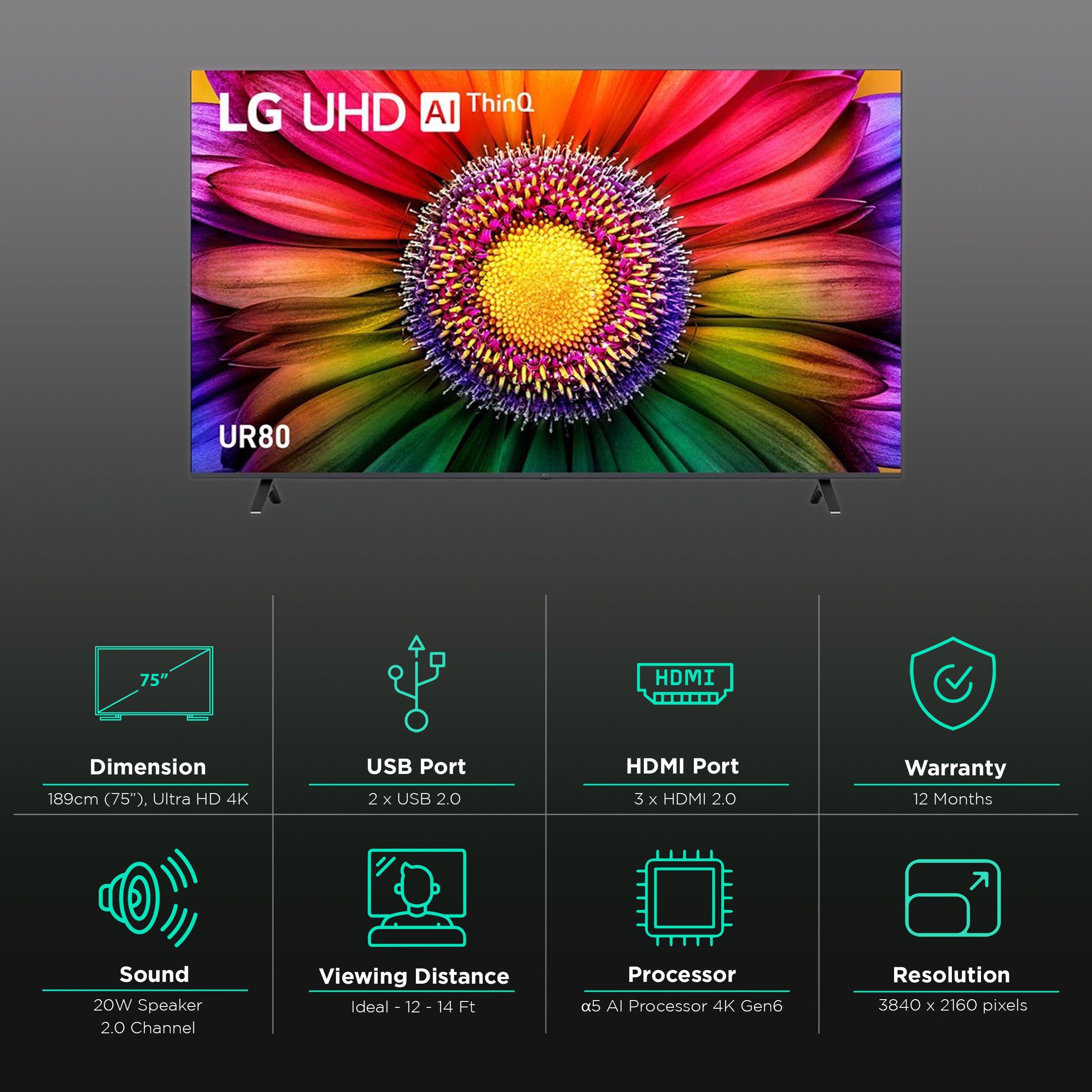 LG UR80 190 cm (75 inch) 4K Ultra HD LED WebOS TV with AI Processor 4K Gen6 (2023 model) LG UR80 190 cm (75 inch) 4K Ultra HD LED WebOS TV with AI Processor 4K Gen6 (2023 model)_3