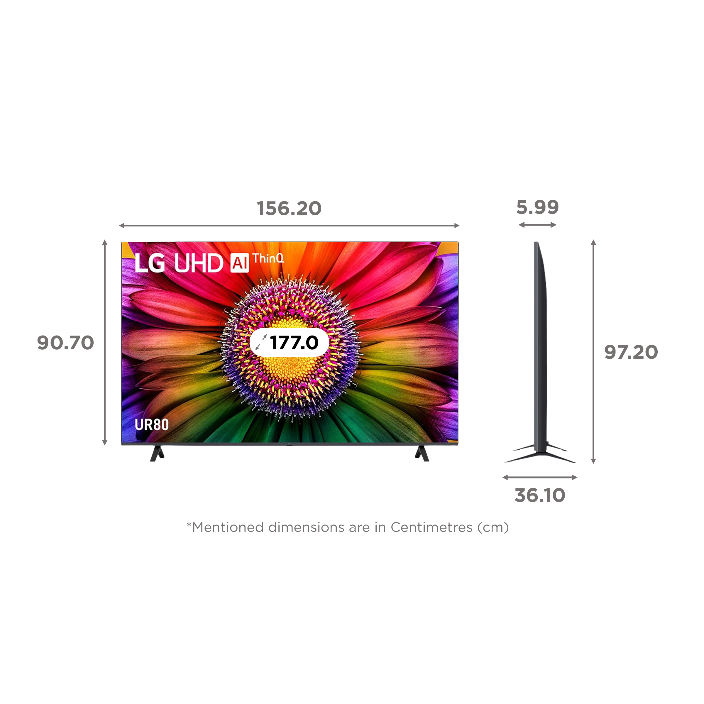 LG UR80 177 cm (70 inch) 4K Ultra HD LED WebOS TV with AI Processor 4K Gen6 (2023 model)_2