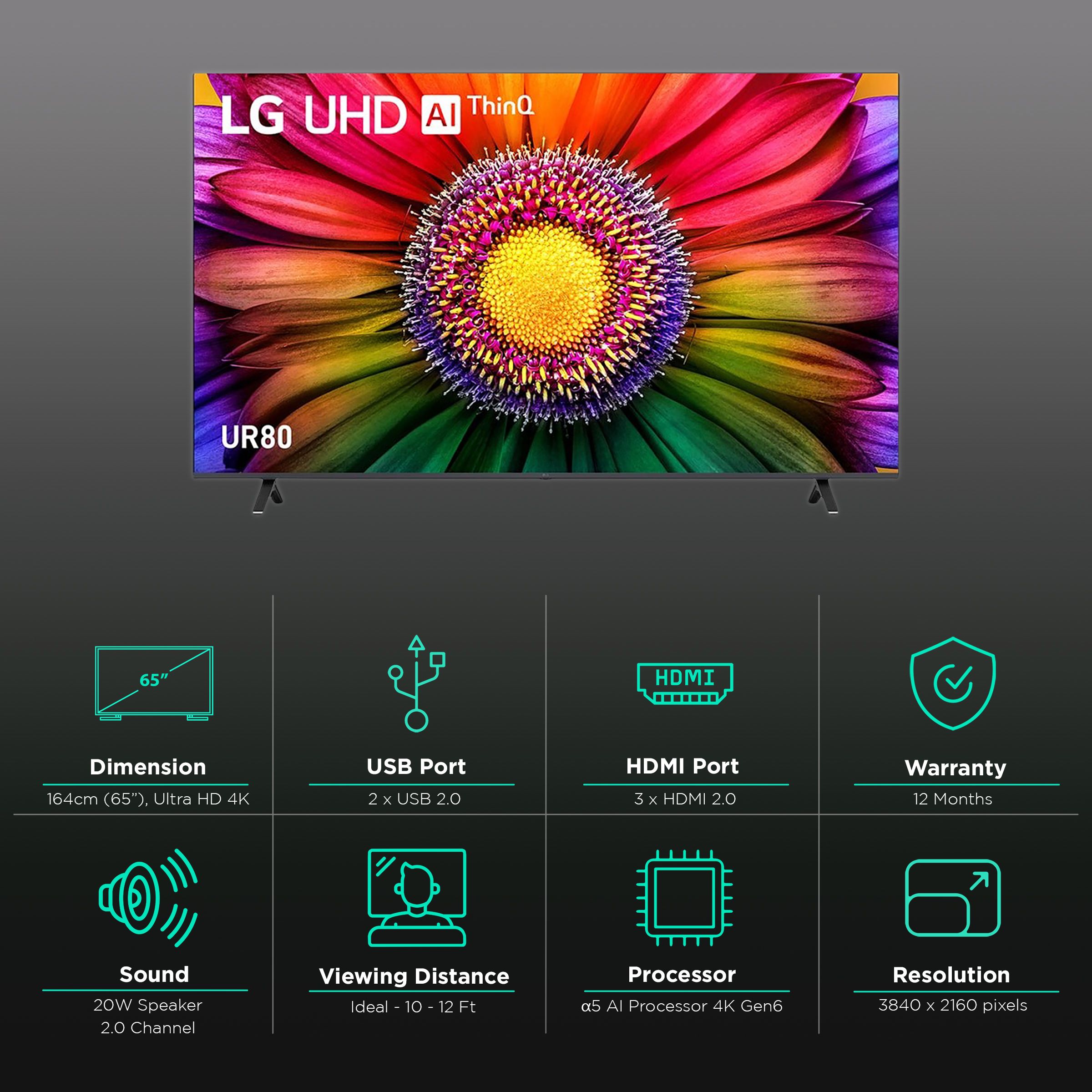 LG UR80 165 cm (65 inch) 4K Ultra HD LED WebOS TV with AI Processor 4K Gen6 (2023 model) LG UR80 165 cm (65 inch) 4K Ultra HD LED WebOS TV with AI Processor 4K Gen6 (2023 model)_3