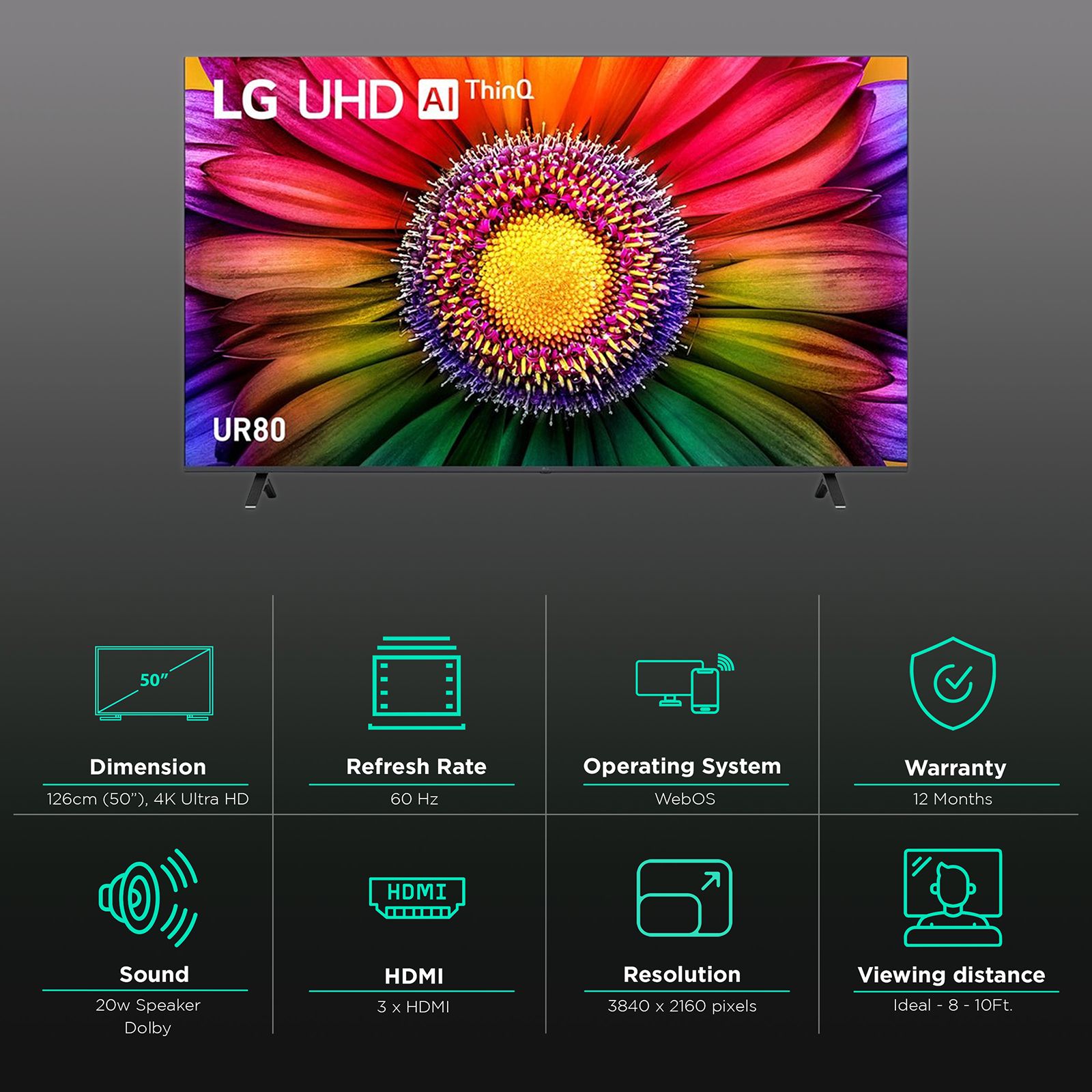 LG UR8050 126 cm (50 inch) 4K Ultra HD LED WebOS TV with AI Processor 4K Gen6_3
