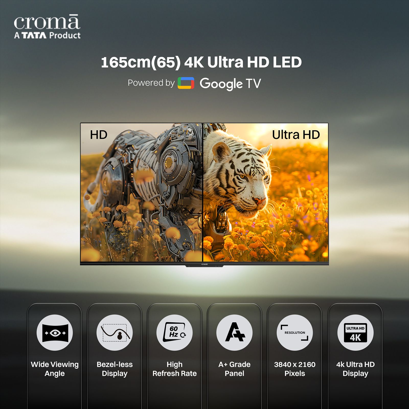 Croma 165 cm (65 inch) 4K Ultra HD LED Google TV with Bezel Less Display Croma 165 cm (65 inch) 4K Ultra HD LED Google TV with Bezel Less Display_13