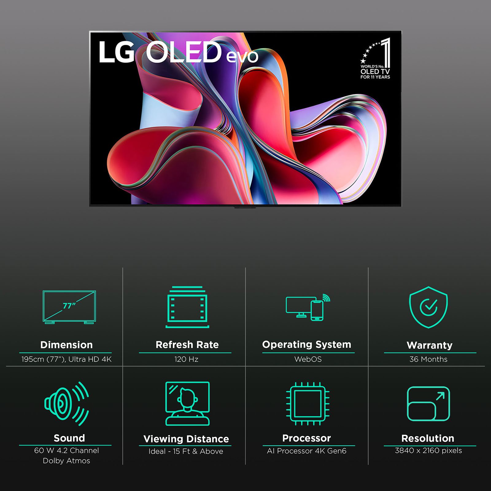 LG G3 195 cm (77 inch) OLED 4K Ultra HD WebOS TV with Alpha 9 AI Processor Gen6 LG G3 195 cm (77 inch) OLED 4K Ultra HD WebOS TV with Alpha 9 AI Processor Gen6_3
