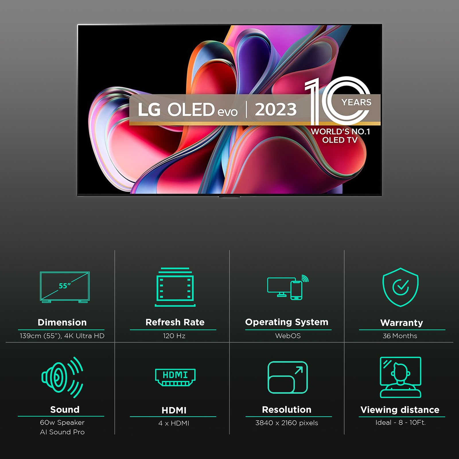 LG G3 140 cm (55 inch) OLED 4K Ultra HD WebOS TV with Dolby Vision and Dolby Atmos (2023 model)_3