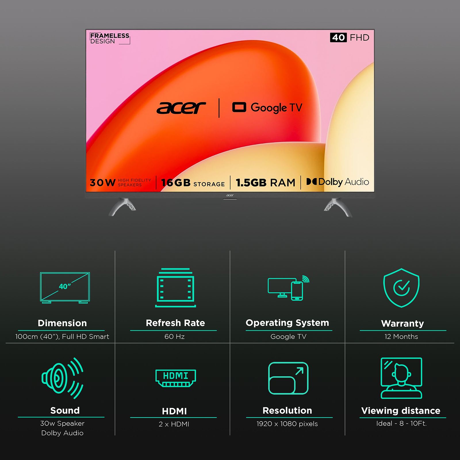 acer I Series 100 cm (40 inch) Full HD LED Smart Google TV with Dolby Audio (2023 model) acer I Series 100 cm (40 inch) Full HD LED Smart Google TV with Dolby Audio (2023 model)_3