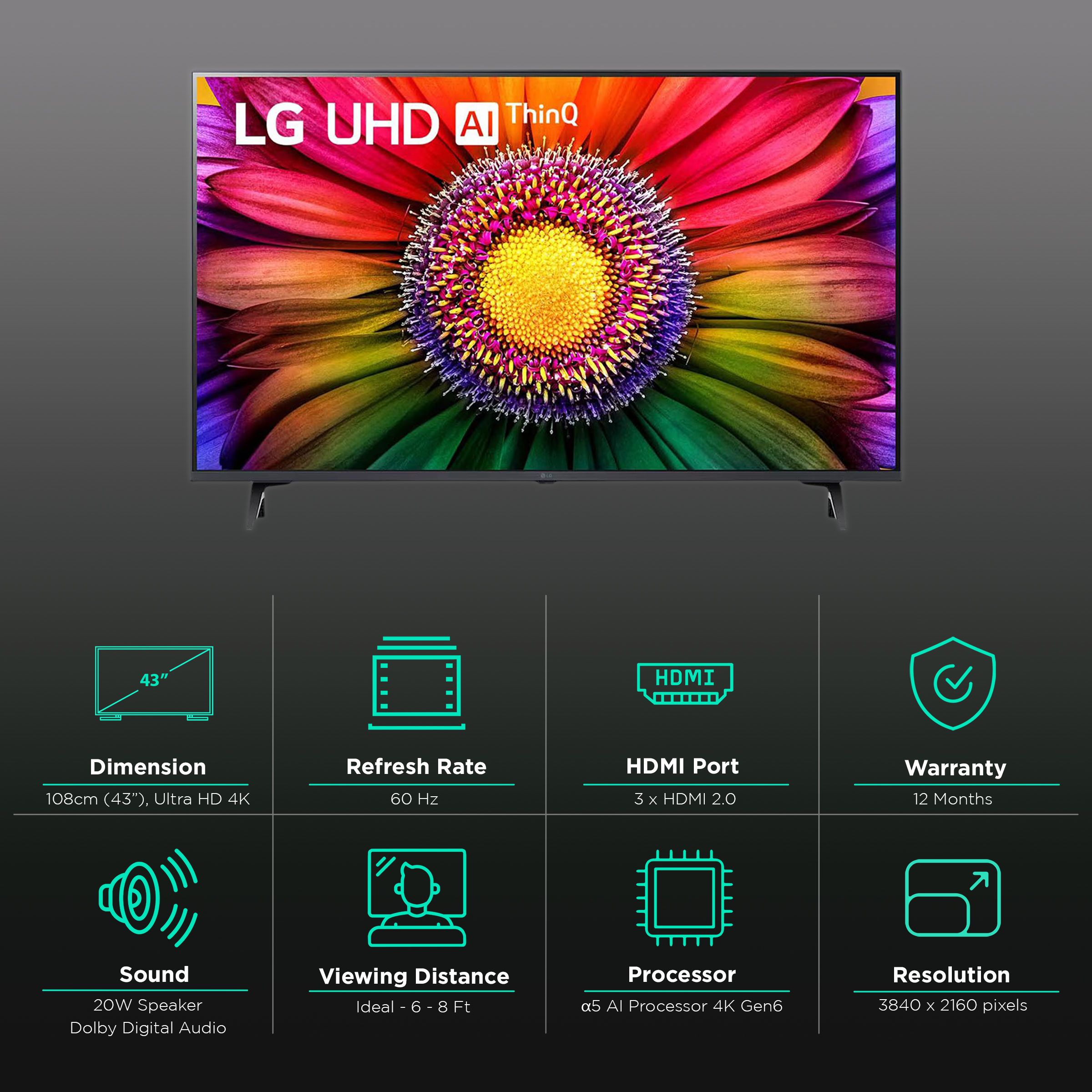 LG UR80 109 cm (43 inch) 4K Ultra HD LED WebOS TV with AI Processor 4K Gen6 (2023 model) LG UR80 109 cm (43 inch) 4K Ultra HD LED WebOS TV with AI Processor 4K Gen6 (2023 model)_3