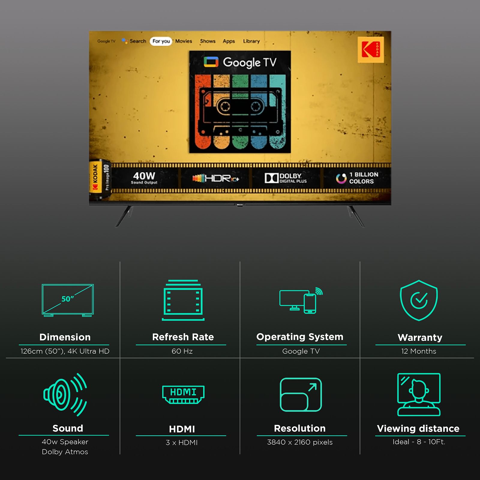 KODAK CA-Pro 127 cm (50 inch) 4K Ultra HD LED Google TV with Google Assistant (2023 Model) KODAK CA-Pro 127 cm (50 inch) 4K Ultra HD LED Google TV with Google Assistant (2023 Model)_3