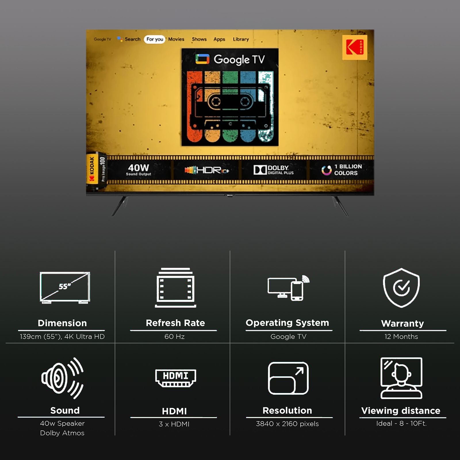 KODAK CA-Pro 140 cm (55 inch) 4K Ultra HD LED Google TV with Dolby Vision and Dolby Atmos_3