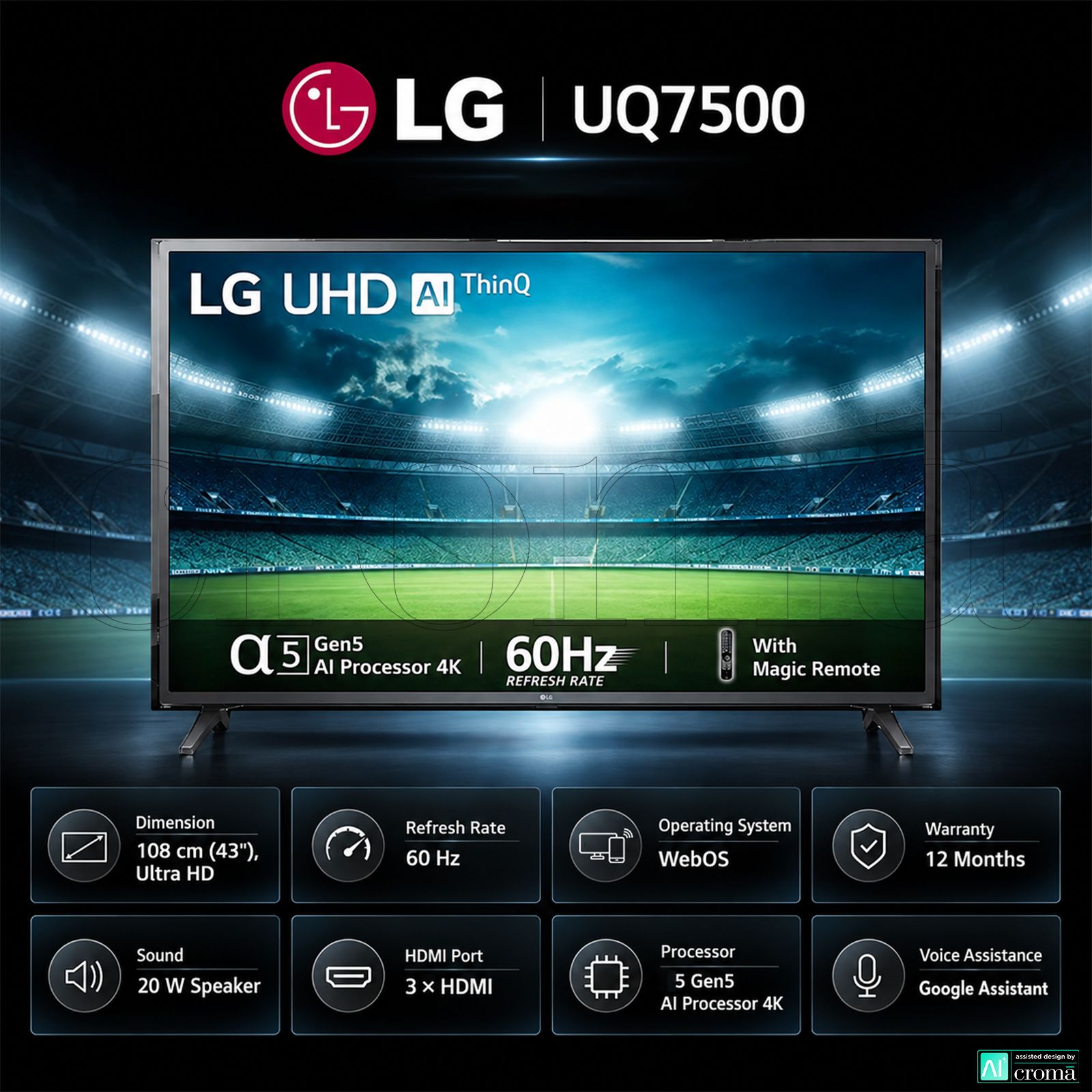 LG UQ7500 109 cm (43 inch) 4K Ultra HD LED WebOS TV with ?5 Gen 5 AI Processor LG UQ7500 109 cm (43 inch) 4K Ultra HD LED WebOS TV with ?5 Gen 5 AI Processor_2