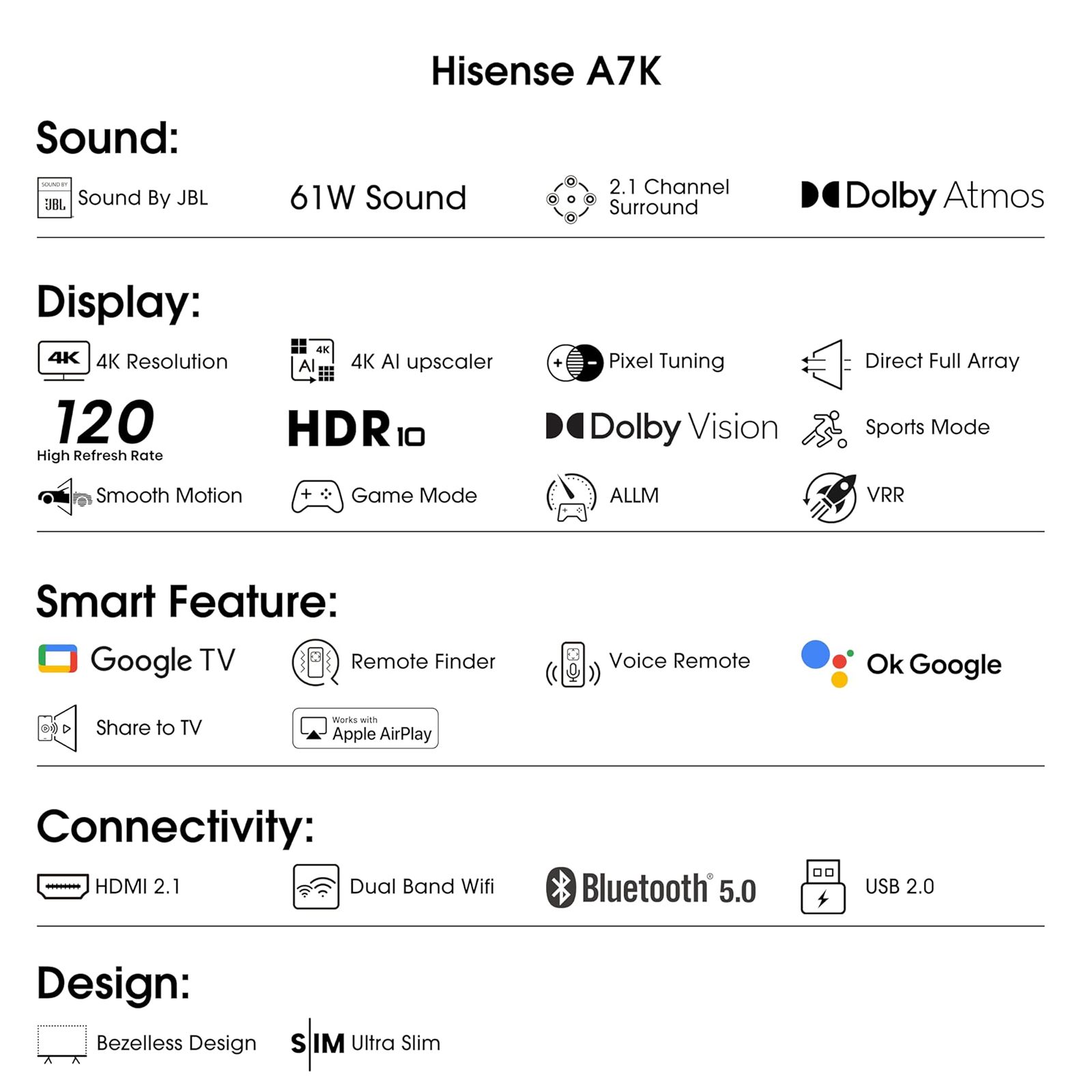 Hisense A7K 140 cm (55 inch) 4K Ultra HD LED Google TV with Dolby Vision and Dolby Atmos Hisense A7K 140 cm (55 inch) 4K Ultra HD LED Google TV with Dolby Vision and Dolby Atmos_20