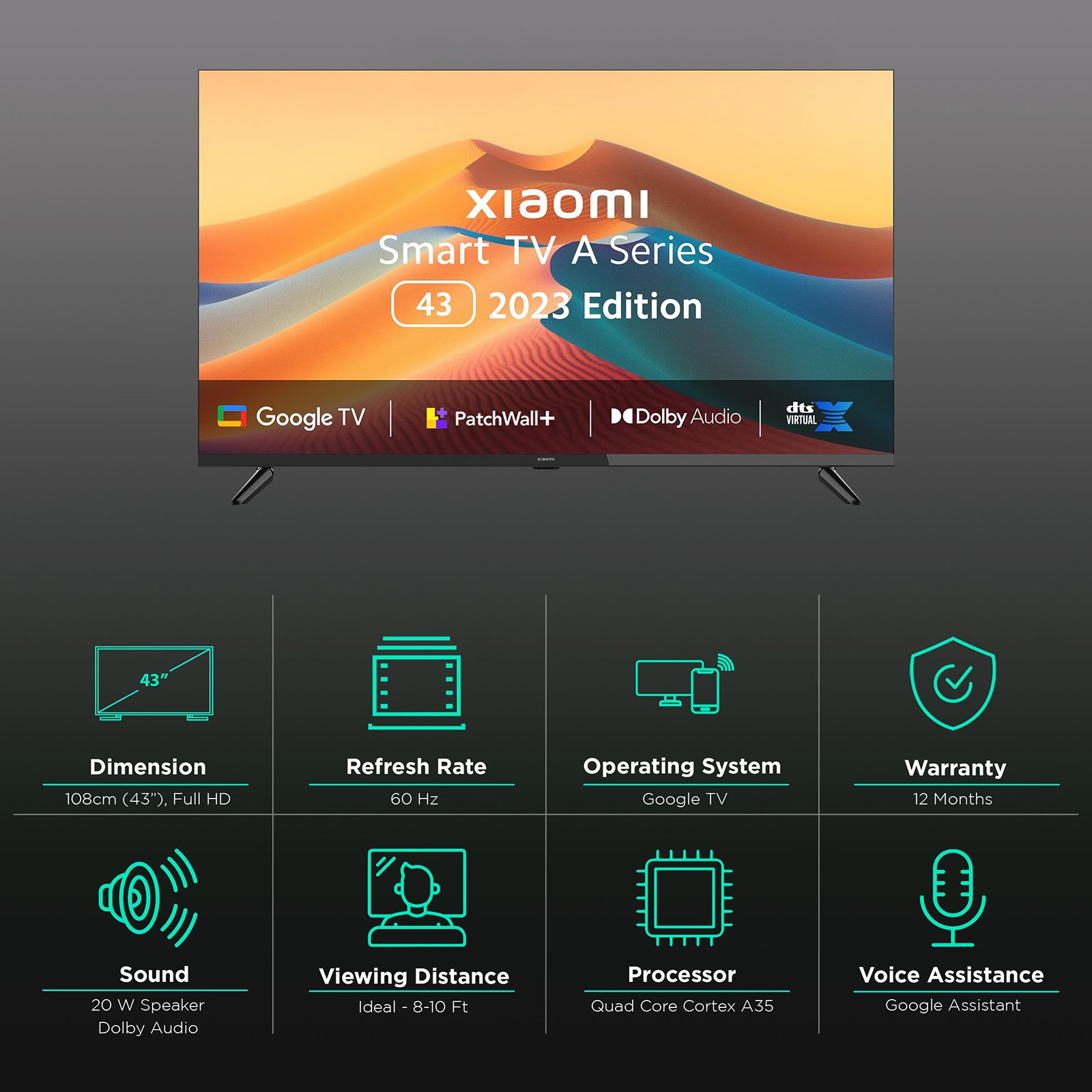 Xiaomi A Series 109 cm (43 inch) Full HD LED Smart Google TV with Dolby Audio (2023 model) Xiaomi A Series 109 cm (43 inch) Full HD LED Smart Google TV with Dolby Audio (2023 model)_3