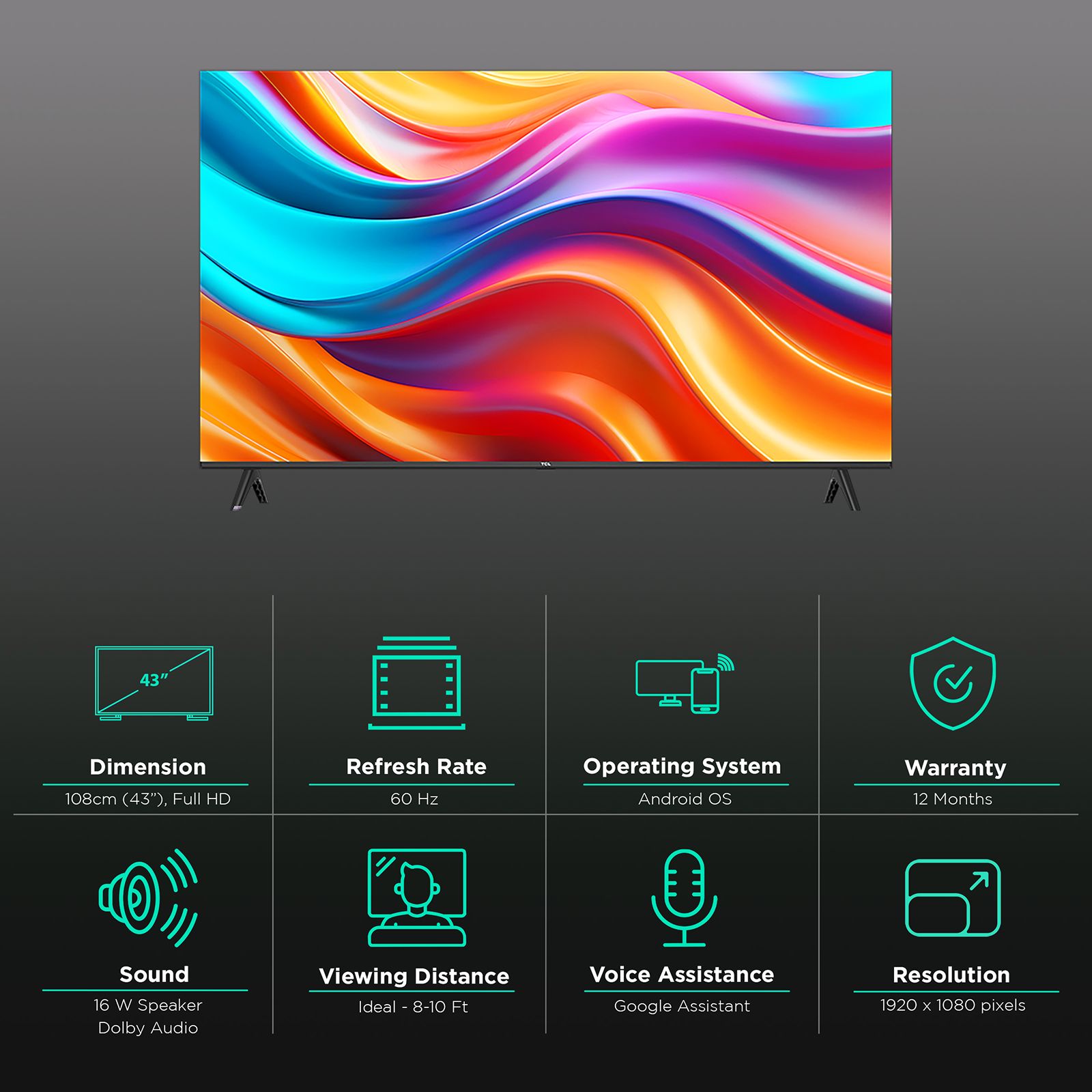 TCL 43S5400A 109 cm (43 inch) Full HD LED Smart Android TV with Dolby Audio (2023 model) TCL 43S5400A 109 cm (43 inch) Full HD LED Smart Android TV with Dolby Audio (2023 model)_3