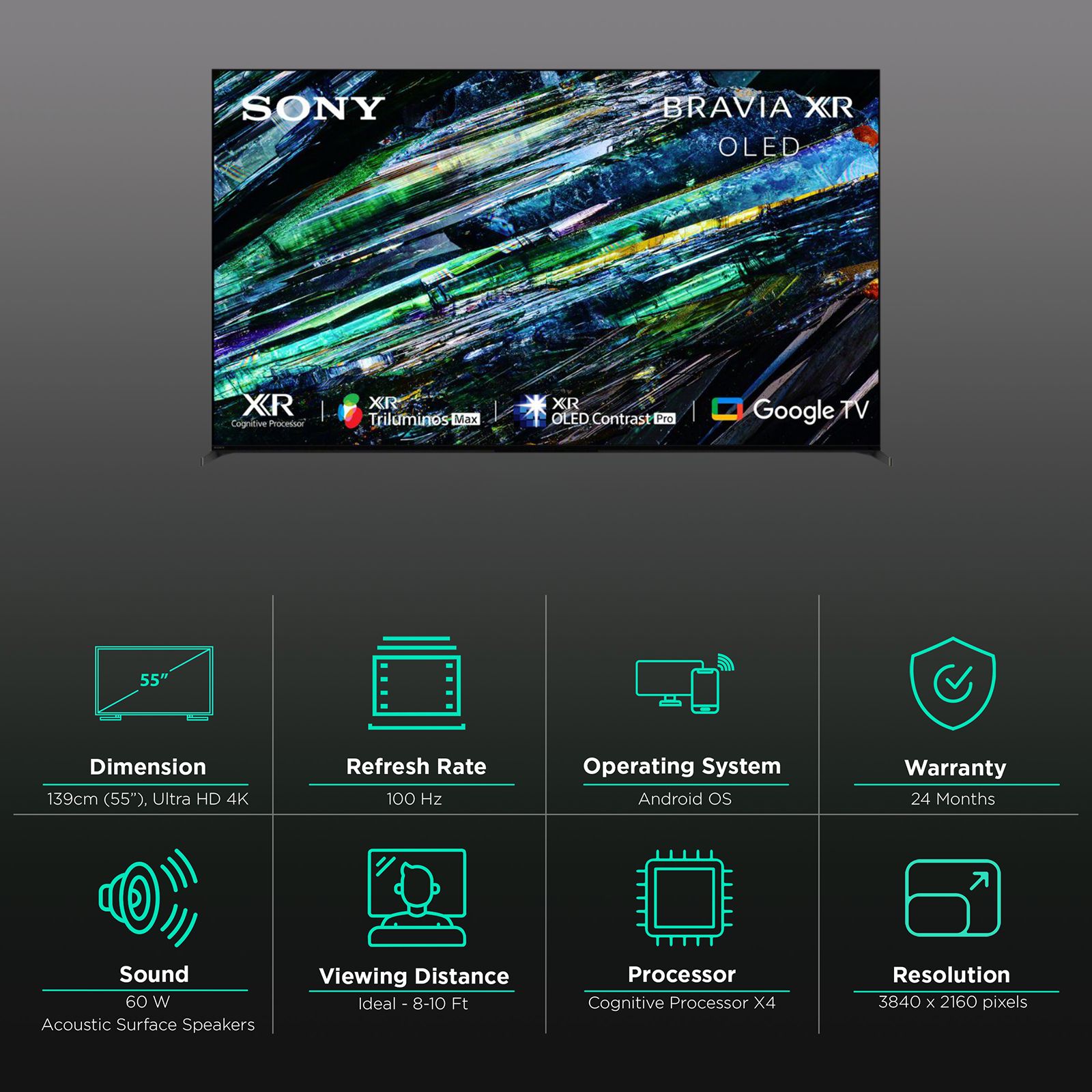SONY A95L Series 140 cm (55 inch) OLED 4K Ultra HD Google TV with Dolby Vision and Dolby Atmos (2023 model) SONY A95L Series 140 cm (55 inch) OLED 4K Ultra HD Google TV with Dolby Vision and Dolby Atmos (2023 model)_3