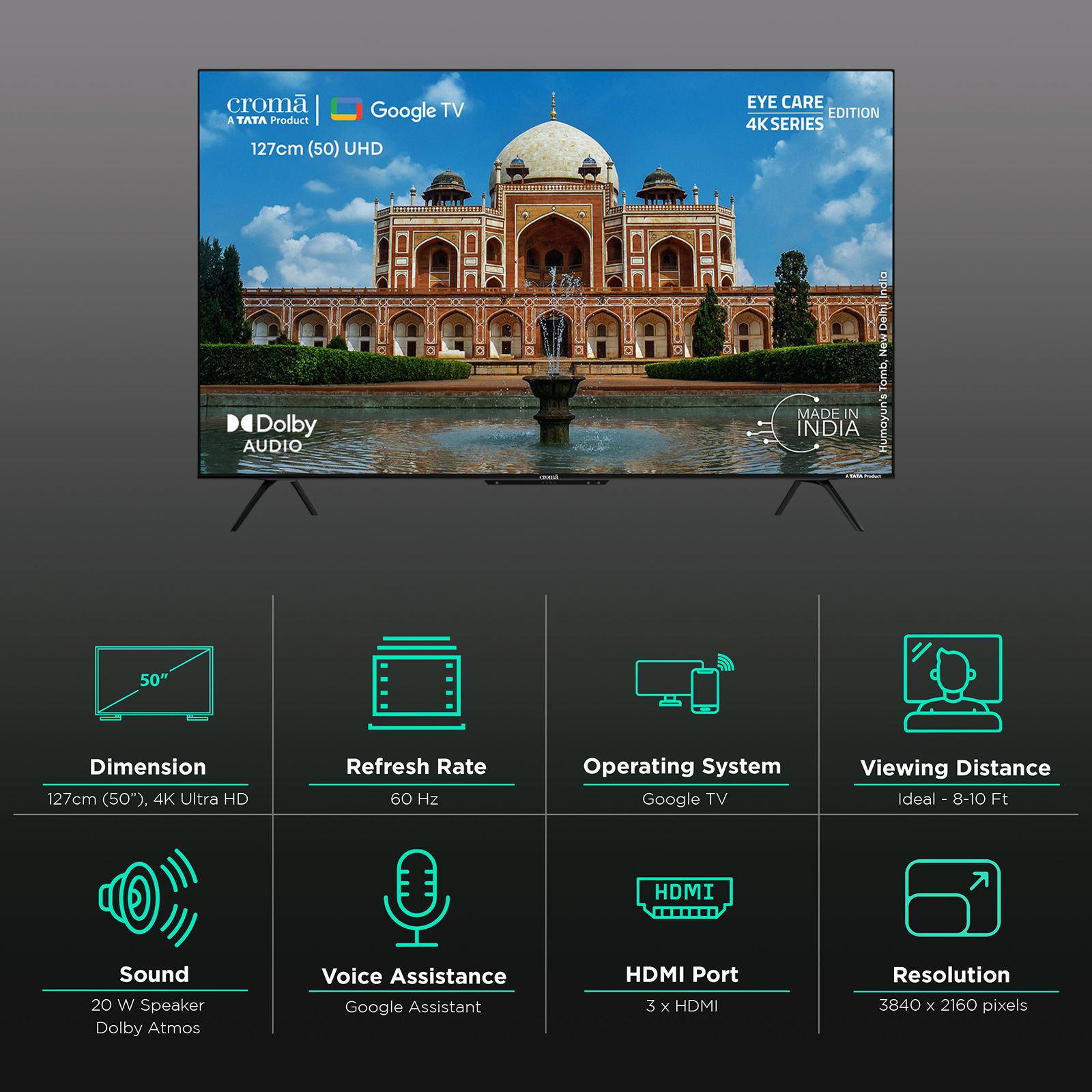 Croma 127 cm (50 inch) 4K Ultra HD LED Google TV with Dolby Audio Croma 127 cm (50 inch) 4K Ultra HD LED Google TV with Dolby Audio_3
