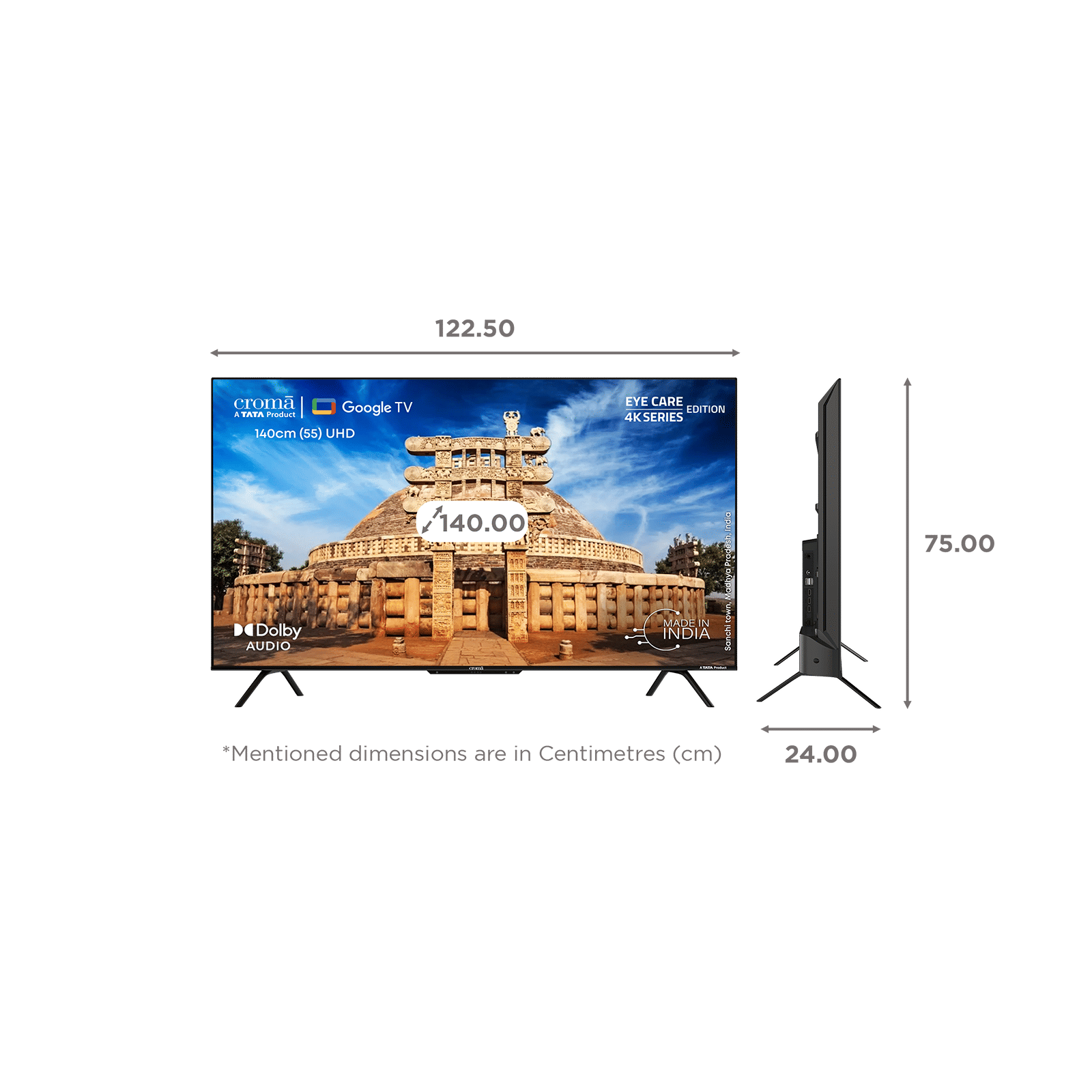 Croma 140 cm (55 inch) 4K Ultra HD LED Google TV with Dolby Audio Croma 140 cm (55 inch) 4K Ultra HD LED Google TV with Dolby Audio_2