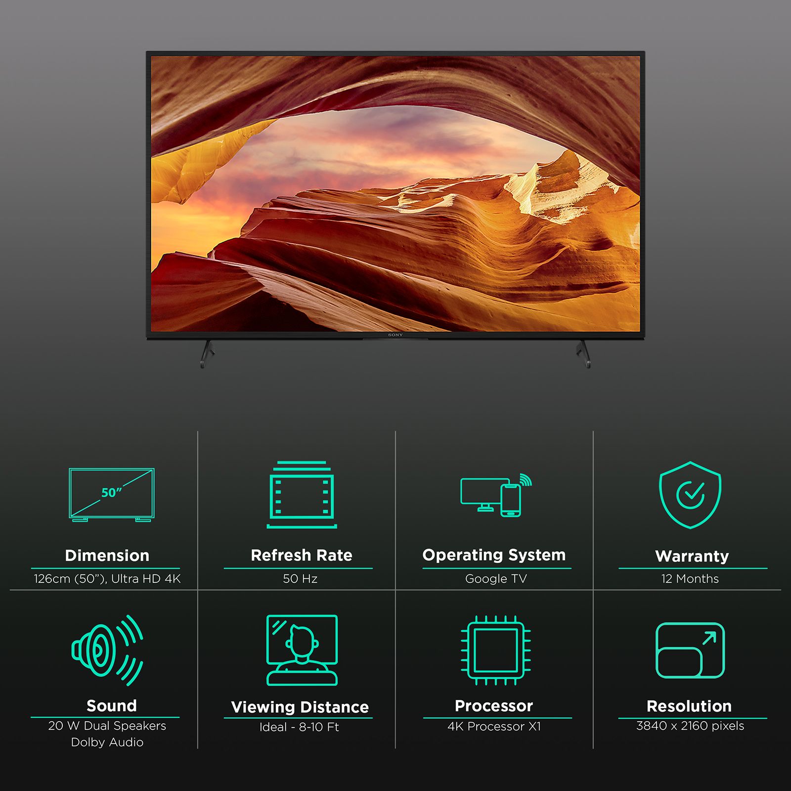SONY X64L 127 cm (50 inch) 4K Ultra HD LED Google TV with Dolby Audio (2023 model)_3