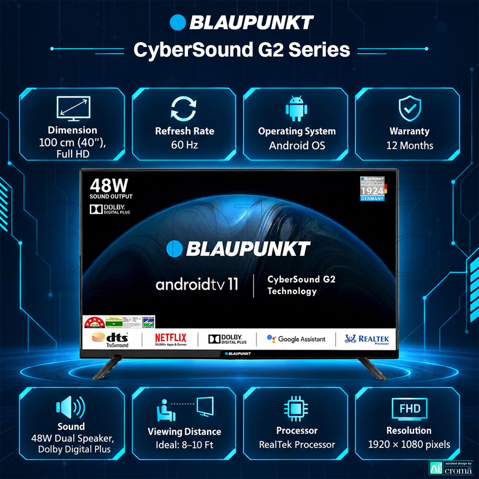 BLAUPUNKT CyberSound G2 Series 100 cm (40 inch) 3 Star Full HD LED Smart Android TV with Dolby Digital Plus (2023 model) BLAUPUNKT CyberSound G2 Series 100 cm (40 inch) 3 Star Full HD LED Smart Android TV with Dolby Digital Plus (2023 model)_3