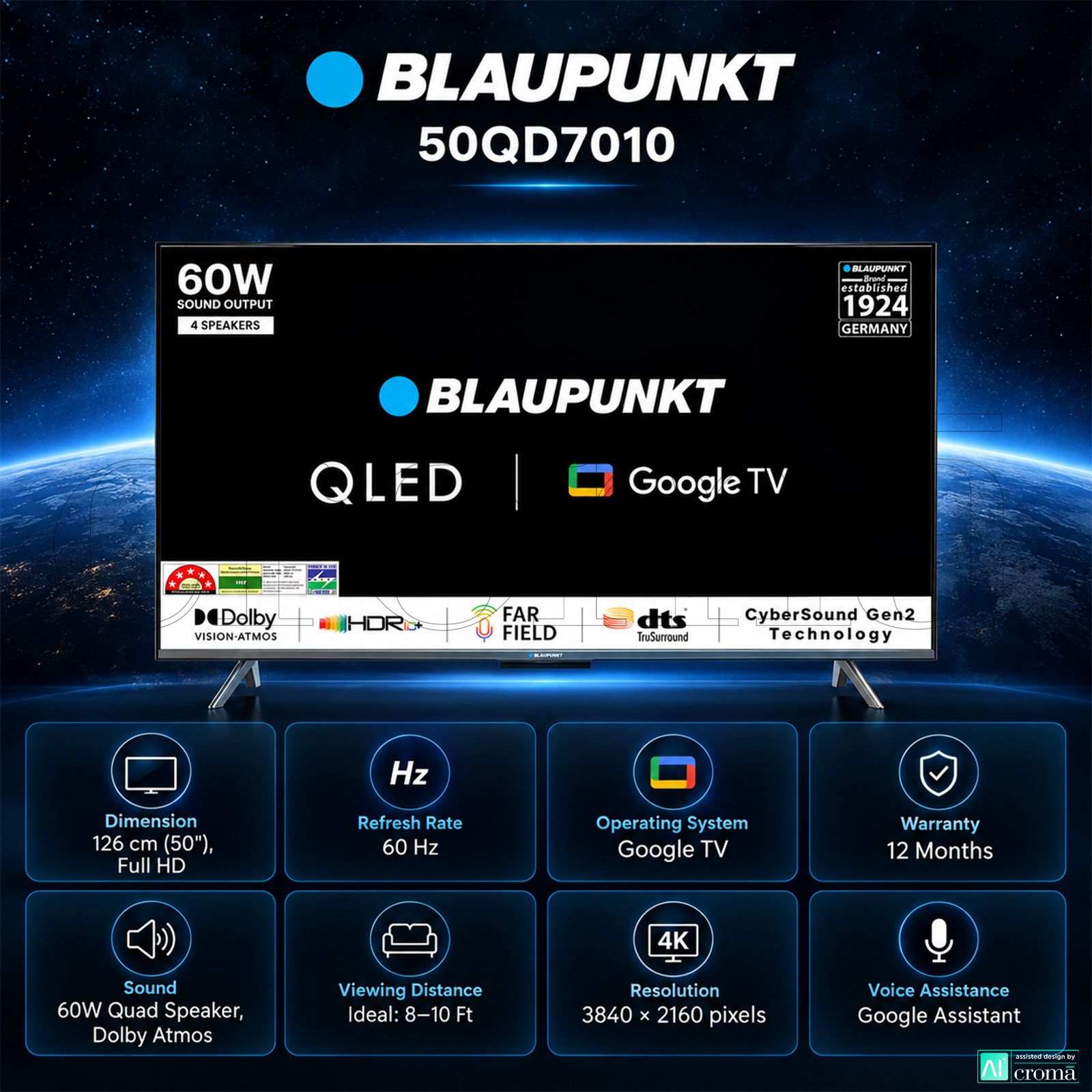 BLAUPUNKT 50QD7010 127 cm (50 inch) 4 Star QLED 4K Ultra HD Google TV with Dolby Vision and Dolby Atmos (2022 model) BLAUPUNKT 50QD7010 127 cm (50 inch) 4 Star QLED 4K Ultra HD Google TV with Dolby Vision and Dolby Atmos (2022 model)_3