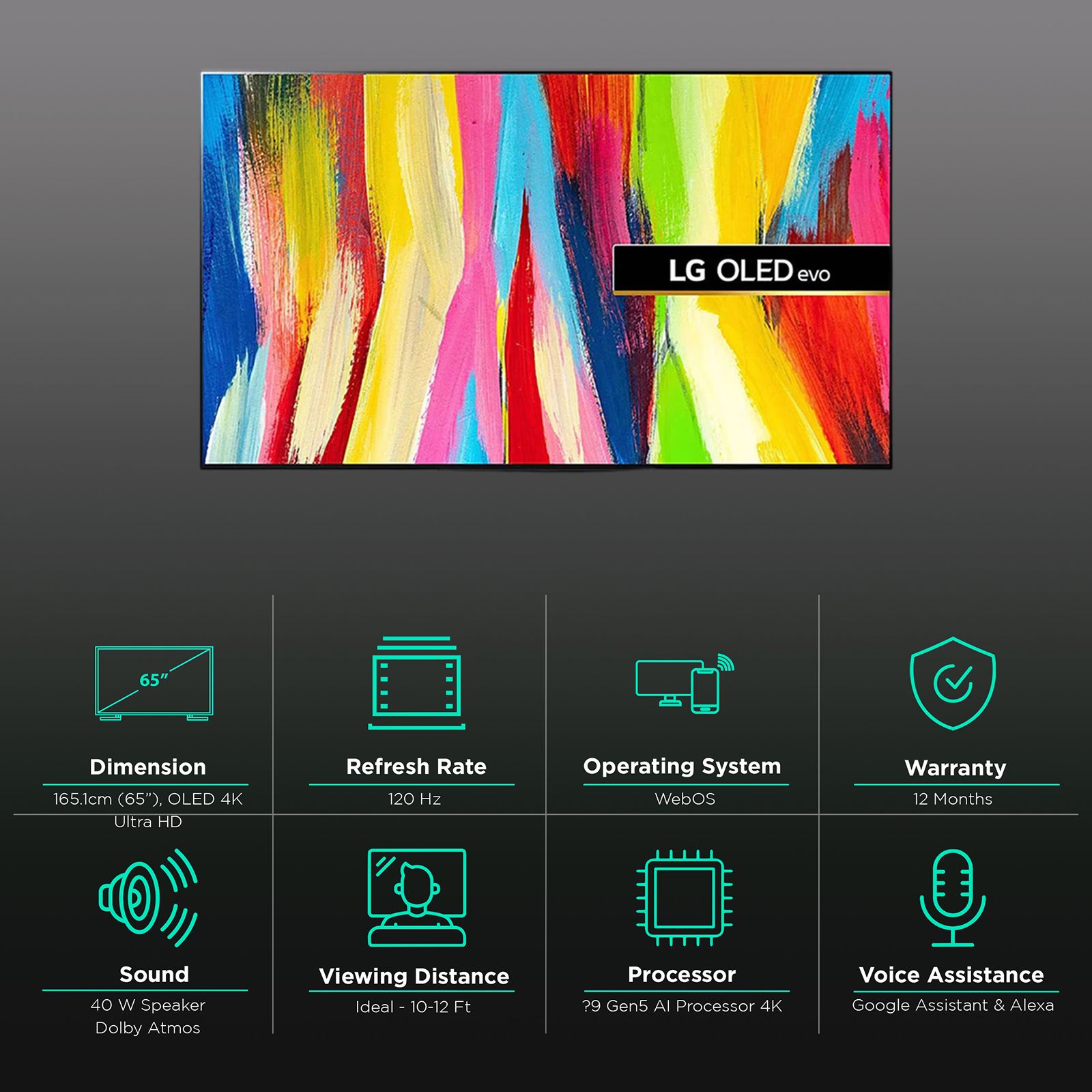 LG C2X 165 cm (65 inch) OLED 4K Ultra HD Smart WebOS TV with Dolby Vision IQ (2022 model) LG C2X 165 cm (65 inch) OLED 4K Ultra HD Smart WebOS TV with Dolby Vision IQ (2022 model)_3
