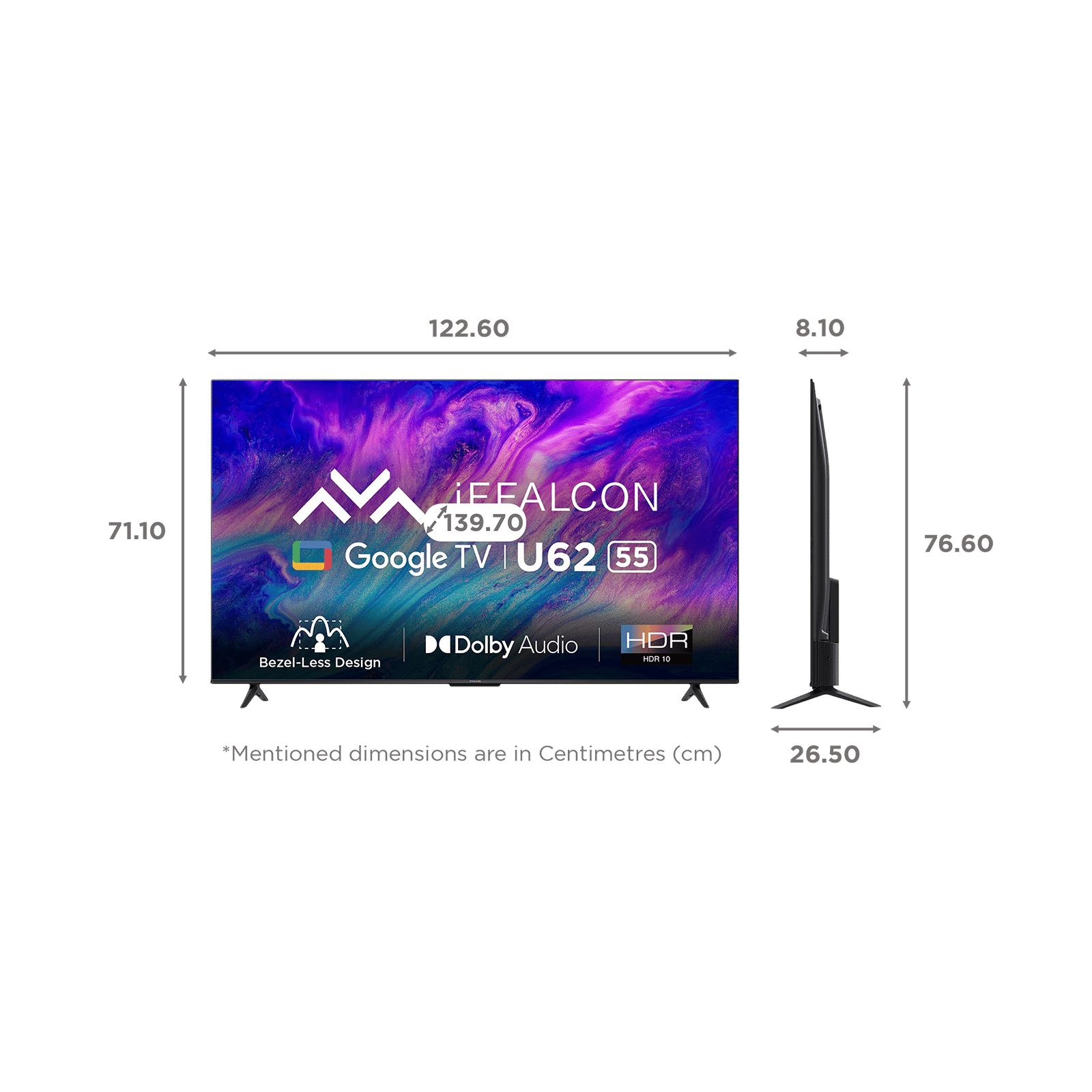 iFFALCON U62 140 cm (55 inch) LED 4K Ultra HD Smart Google TV with Built-in Google Assistant (2022 model)_2