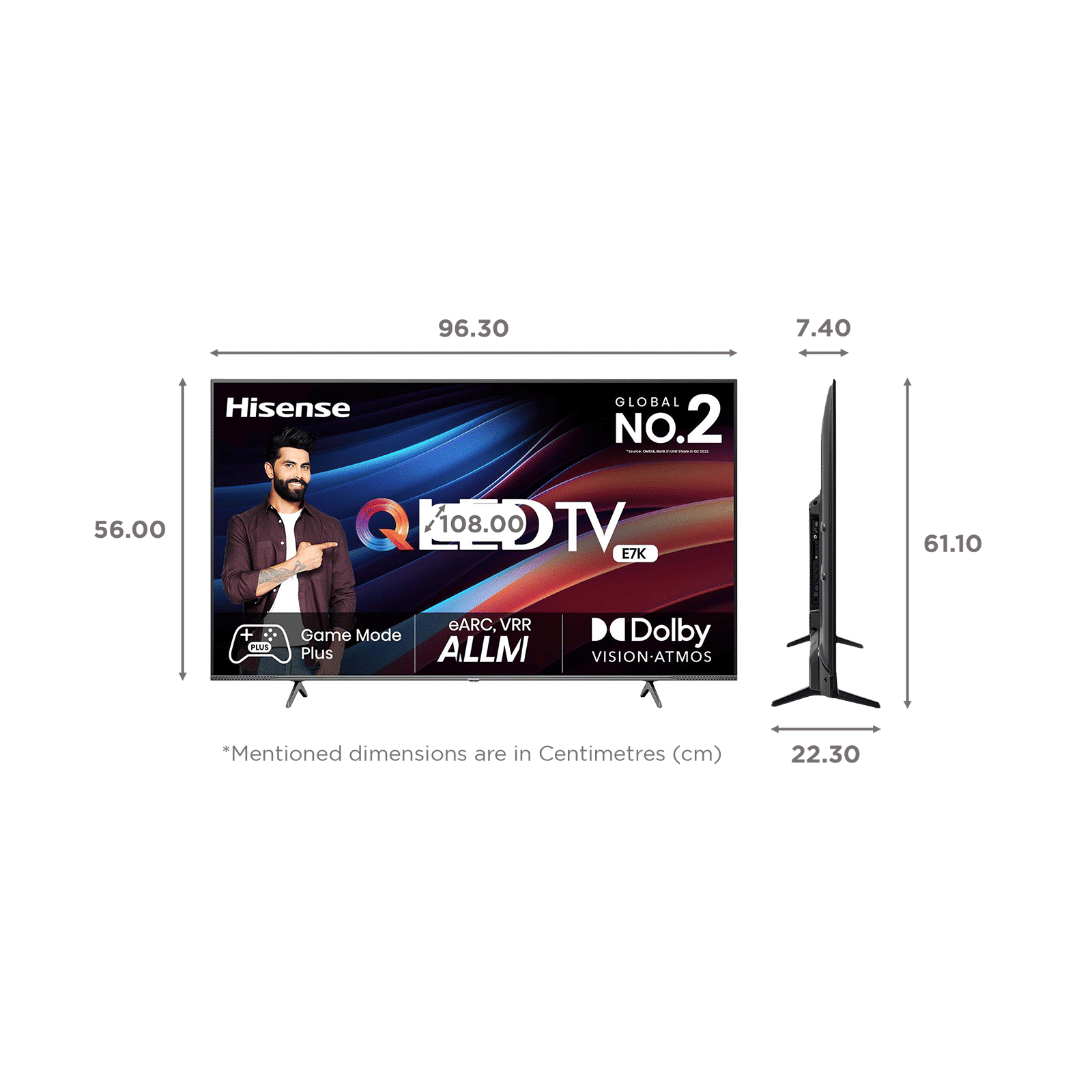 Hisense E7K 109 cm (43 inch) QLED 4K Ultra HD Smart VIDAA TV with Dolby Vision & Dolby Atmos (2023 model)_2