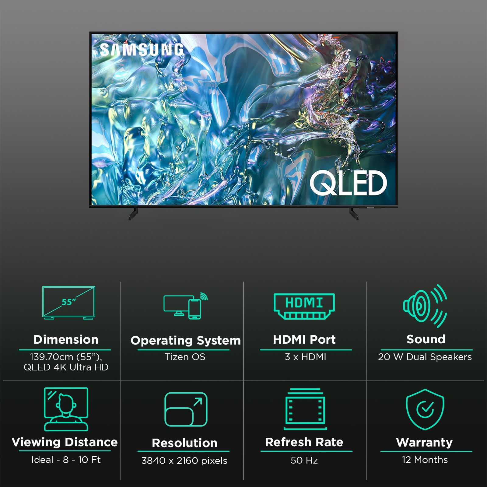 SAMSUNG Q60D 140 cm (55 inch) QLED 4K Ultra HD Smart Tizen TV with 4K Upscaling (2024 model) SAMSUNG Q60D 140 cm (55 inch) QLED 4K Ultra HD Smart Tizen TV with 4K Upscaling (2024 model)_3