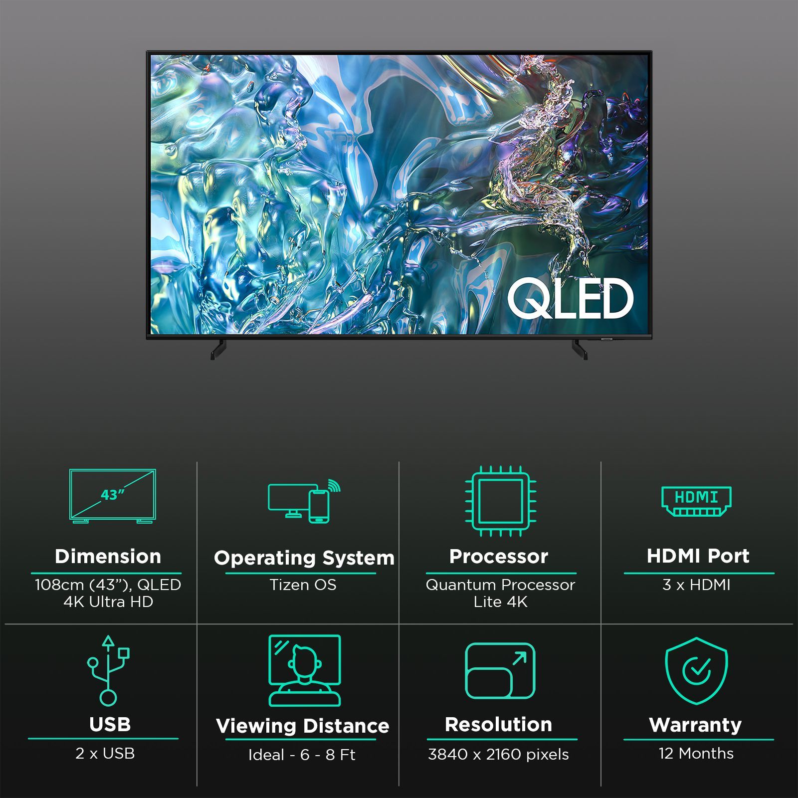 SAMSUNG Q60D 109 cm (43 inch) QLED 4K Ultra HD Smart Tizen TV with 4K Upscaling (2024 model)_3