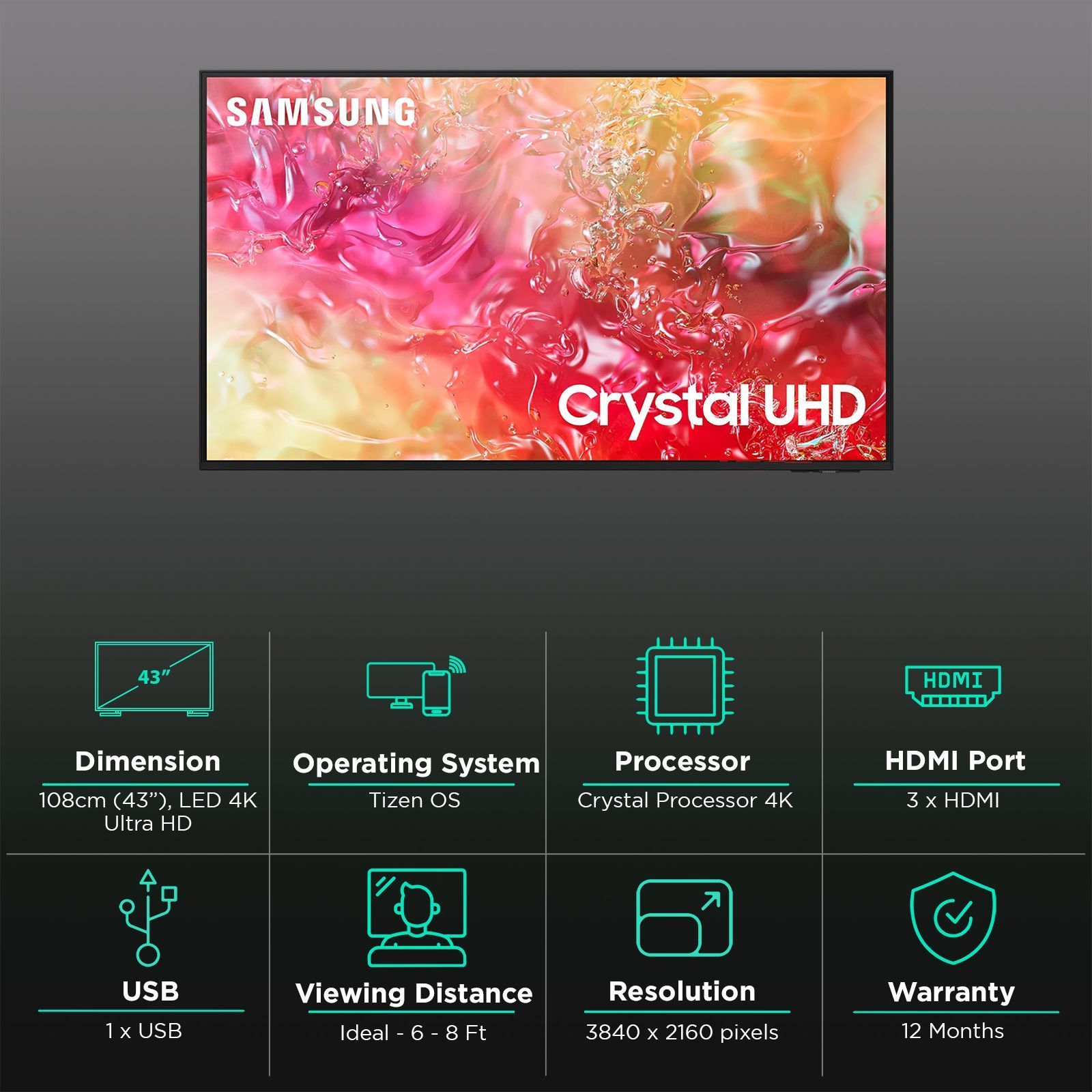 SAMSUNG DU7000 109 cm (43 inch) 4K Ultra HD LED Smart Tizen TV with Q-Symphony Technology (2024 model)_3