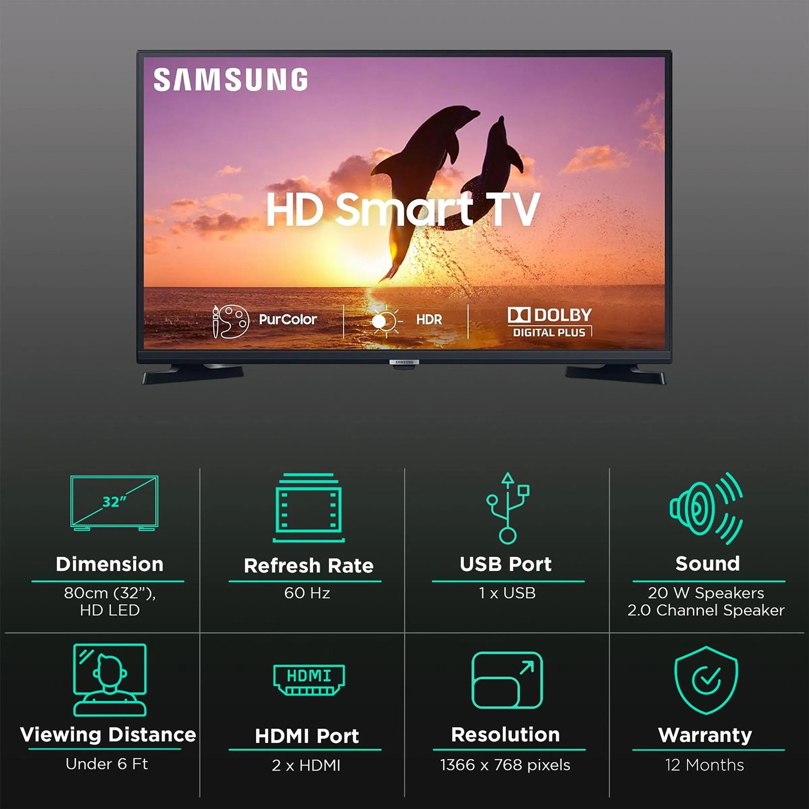 SAMSUNG T4380A Series 80 cm (32 inch) HD Ready LED Smart Tizen TV with PurColor (2022 model) SAMSUNG T4380A Series 80 cm (32 inch) HD Ready LED Smart Tizen TV with PurColor (2022 model)_3