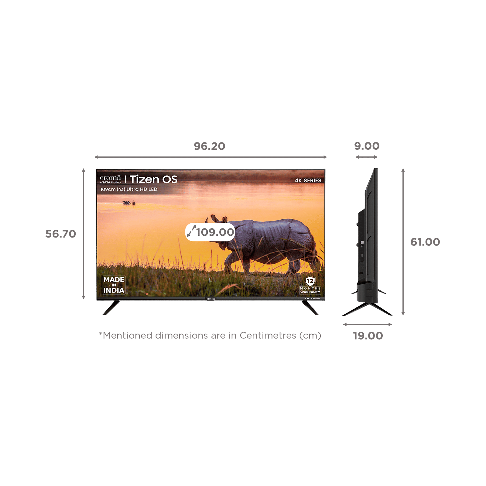 Croma 109 cm (43 inch) 4K Ultra HD LED Tizen TV with Dolby Audio Croma 109 cm (43 inch) 4K Ultra HD LED Tizen TV with Dolby Audio_2