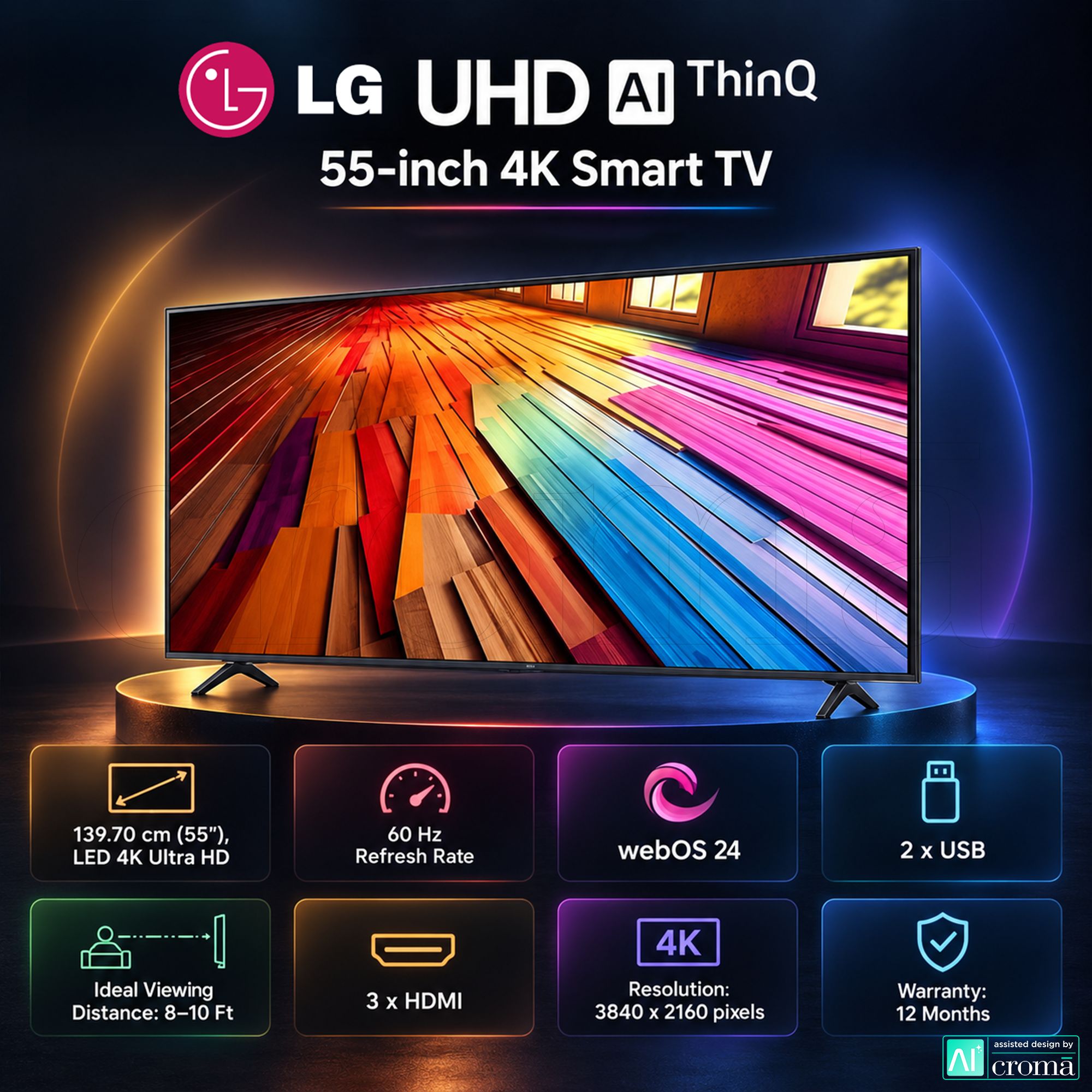 LG AI UT80 140 cm (55 inch) 2 Star 4K Ultra HD LED Smart WebOS TV with AI Acoustic Tuning (2025 model) LG AI UT80 140 cm (55 inch) 2 Star 4K Ultra HD LED Smart WebOS TV with AI Acoustic Tuning (2025 model)_3