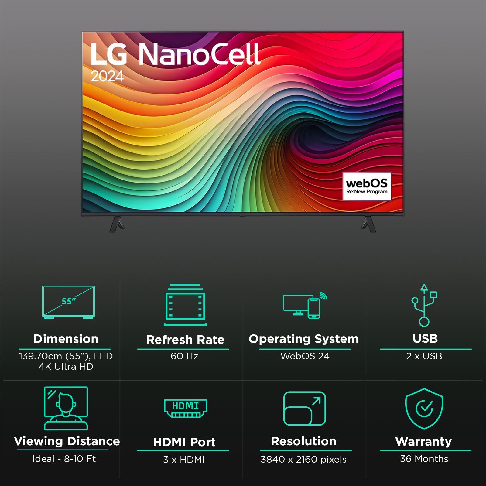 LG NANO80 Nano Cell 140 cm (55 inch) 4K Ultra HD Smart Smart WebOS TV with AI Customization (2025 model) LG NANO80 Nano Cell 140 cm (55 inch) 4K Ultra HD Smart Smart WebOS TV with AI Customization (2025 model)_3