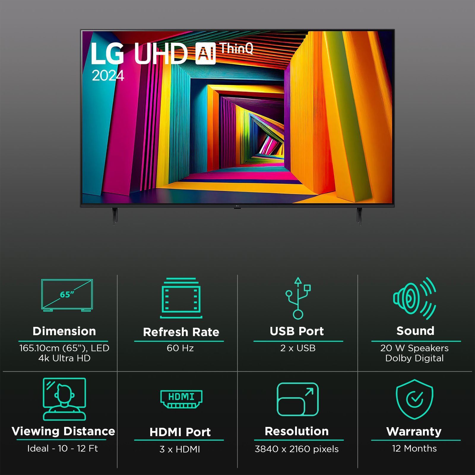 LG AI UT90 165 cm (65 inch) 4K Ultra HD LED Smart WebOS TV with AI Acoustic Tuning (2025 model)_3