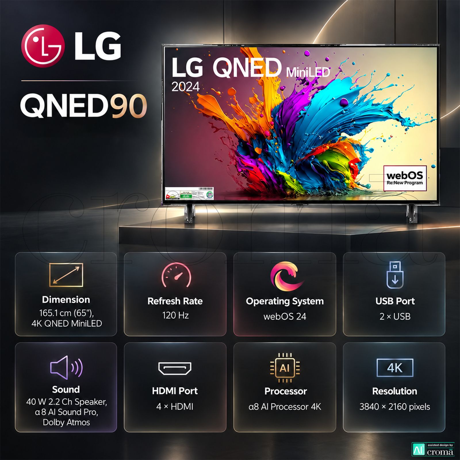 LG QNED90 165 cm (65 inch) 1 Star QNED MiniLED 4K Ultra HD Smart WebOS TV with Dolby Vision & Dolby Atmos (2025 model)_3