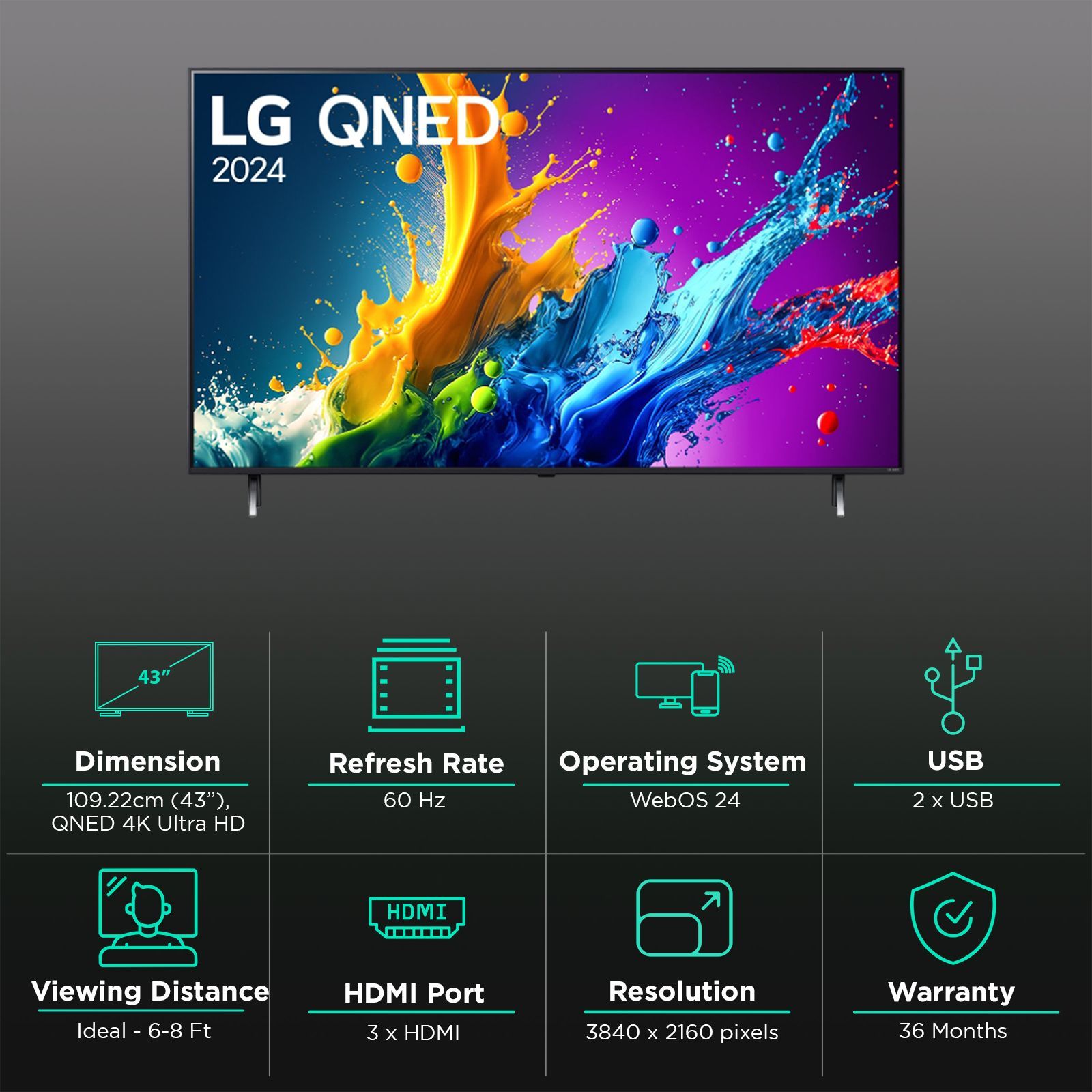 LG QNED82T 109 cm (43 inch) QNED 4K Ultra HD Smart Smart WebOS TV with AI Processor 4K Gen7 (2025 model) LG QNED82T 109 cm (43 inch) QNED 4K Ultra HD Smart Smart WebOS TV with AI Processor 4K Gen7 (2025 model)_3