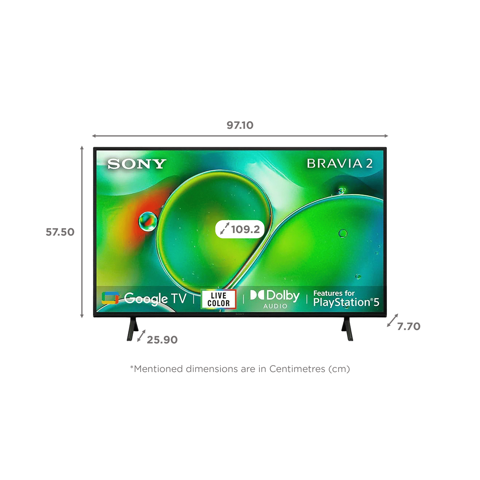 SONY BRAVIA 2 109 cm (43 inch) 4K Ultra HD LCD Smart Android TV with Live Colour Technology (2024 Model)_2