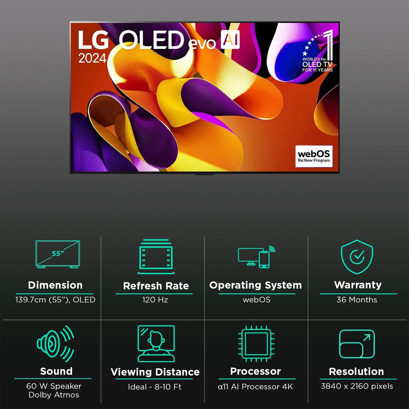 LG evo AI G4 140 cm (55 inch) OLED 4K Ultra HD Smart WebOS TV with Dolby Atmos (2025 model)_2