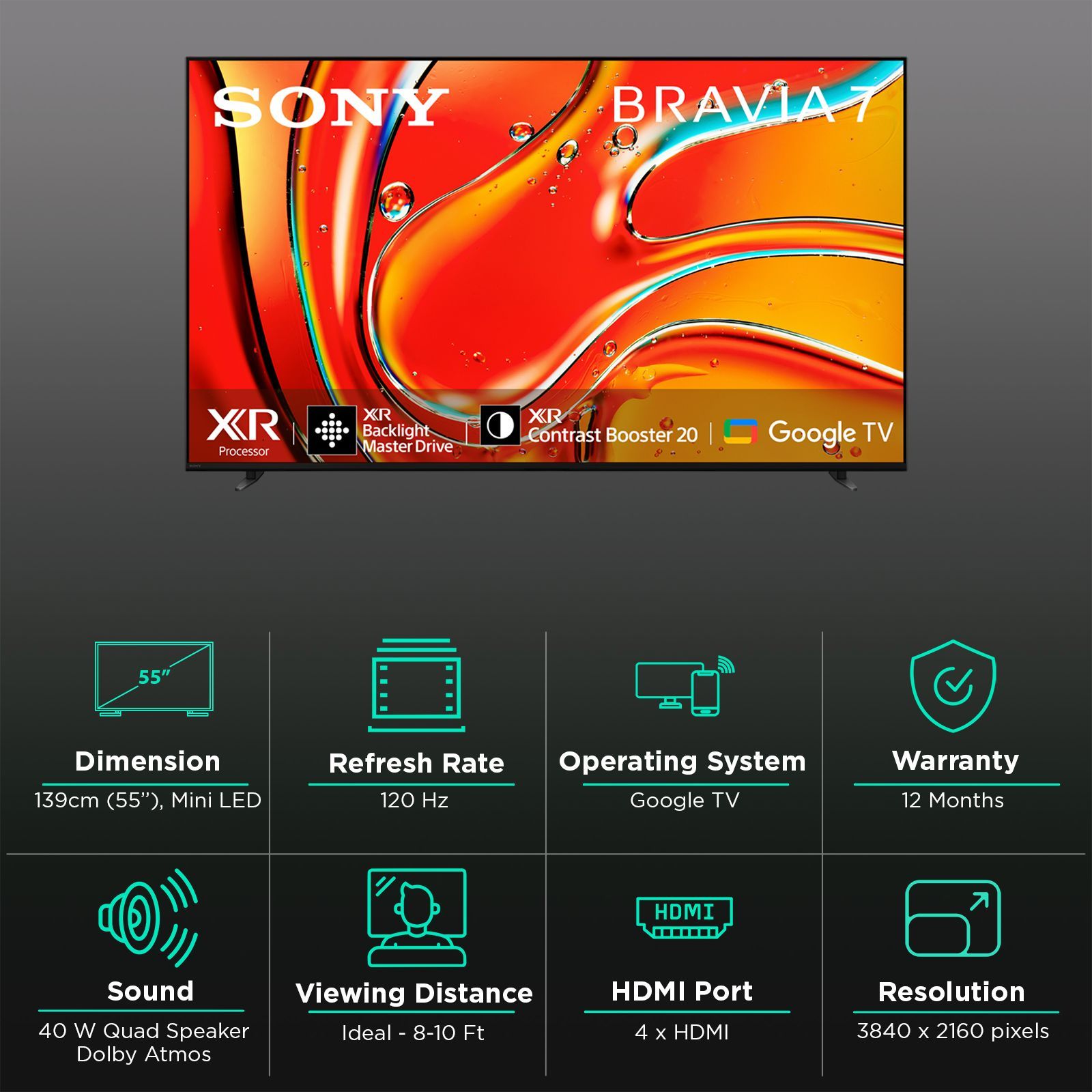 SONY BRAVIA 7 140 cm (55 inch) Mini LED 4K Ultra HD Smart Android TV with Dolby Vision & Dolby Atmos (2024 model) SONY BRAVIA 7 140 cm (55 inch) Mini LED 4K Ultra HD Smart Android TV with Dolby Vision & Dolby Atmos (2024 model)_3