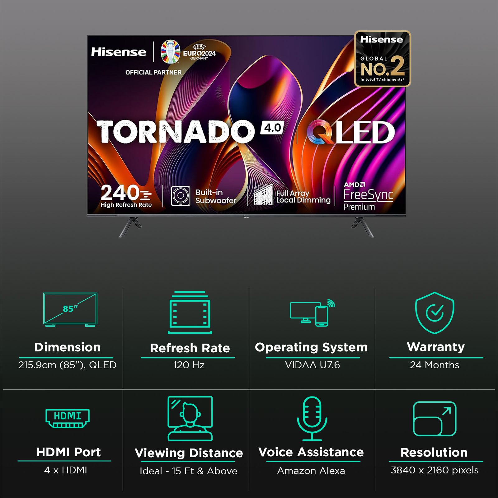 Hisense Q7N 215 cm (85 inch) QLED 4K Ultra HD VIDAA TV with Dolby Vision & Dolby Atmos (2024 model)_3