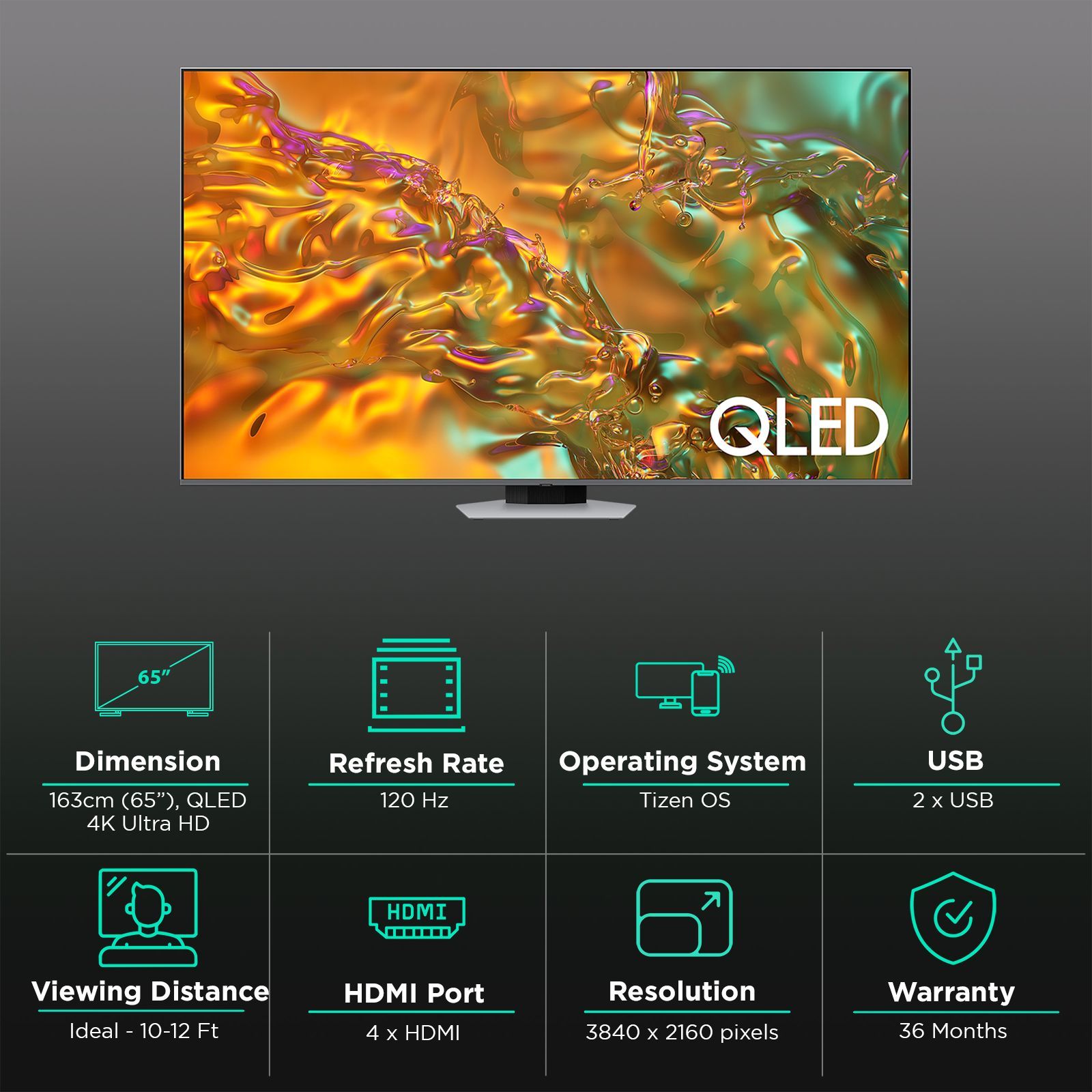 SAMSUNG Q80D 165 cm (65 inch) QLED 4K Ultra HD Smart Tizen TV with AI Energy Mode (2024 model)_3