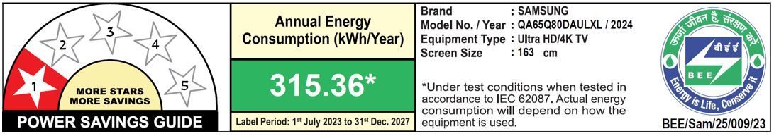SAMSUNG Q80D 165 cm (65 inch) QLED 4K Ultra HD Smart Tizen TV with AI Energy Mode (2024 model)_4