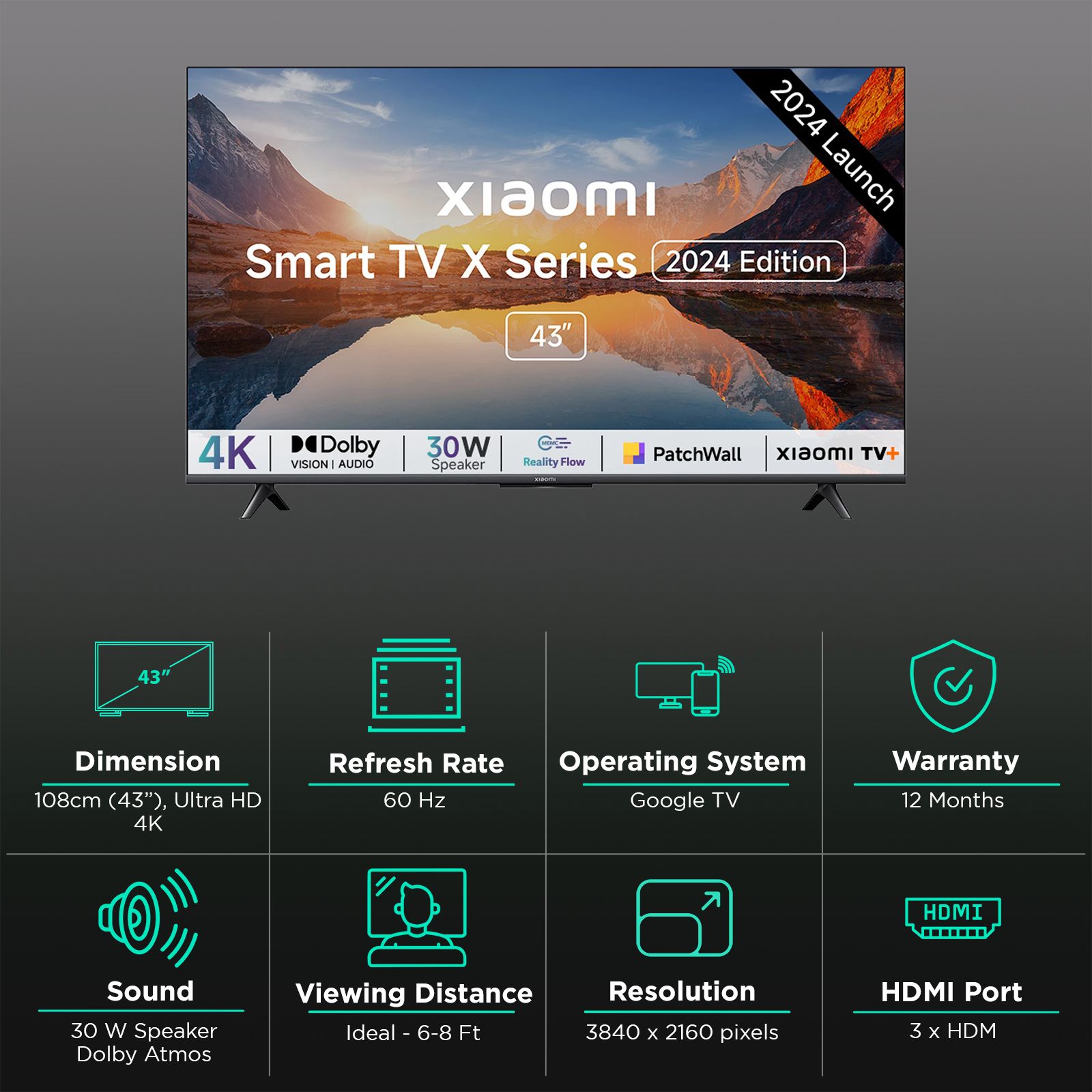 Xiaomi X Series 109 cm (43 inch) 4K Ultra HD LED Google TV with Vivid Picture Engine Xiaomi X Series 109 cm (43 inch) 4K Ultra HD LED Google TV with Vivid Picture Engine_3