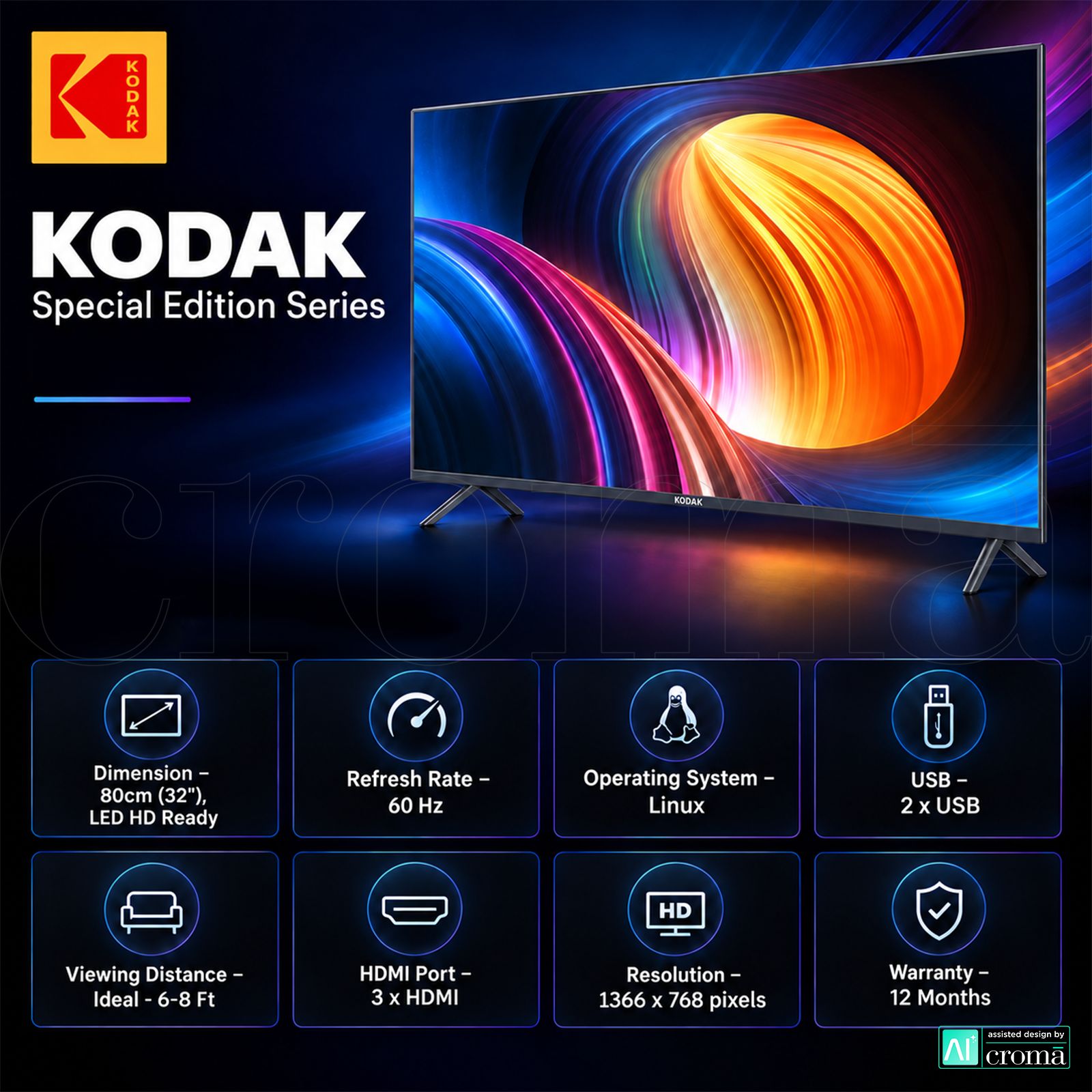 KODAK Special Edition Series 80 cm (32 inch) 4 Star HD Ready LED Smart Linux TV with Screen Mirroring (2023 model)_3