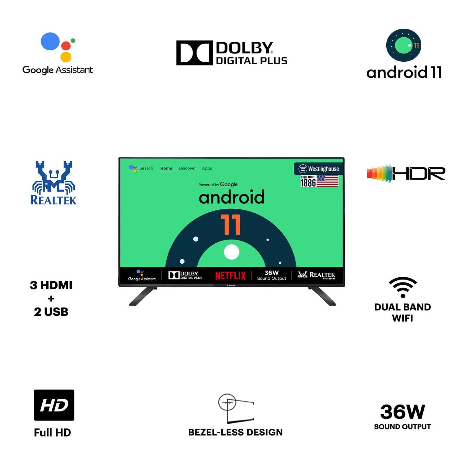 Westinghouse W2 Series 100 cm (40 inch) Full HD LED Smart Android TV with Built-in Google Assistant (2023 model)_11