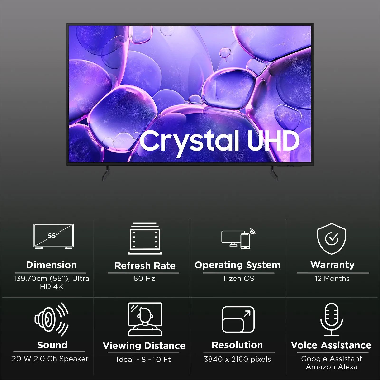 SAMSUNG U8600F 140 cm (55 inch) 4K Ultra HD LED Smart Tizen TV with Alexa & Google Assistant (2025 model)_3