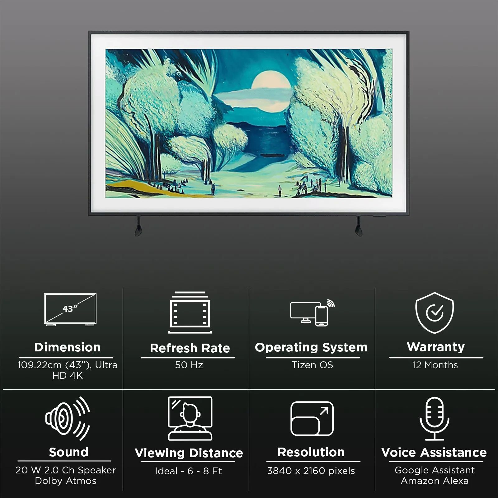 SAMSUNG LS03F The Frame 109 cm 43 inch QLED 4K Ultra HD Tizen TV with Built-in Alexa Voice Assistant (2025 model)_3